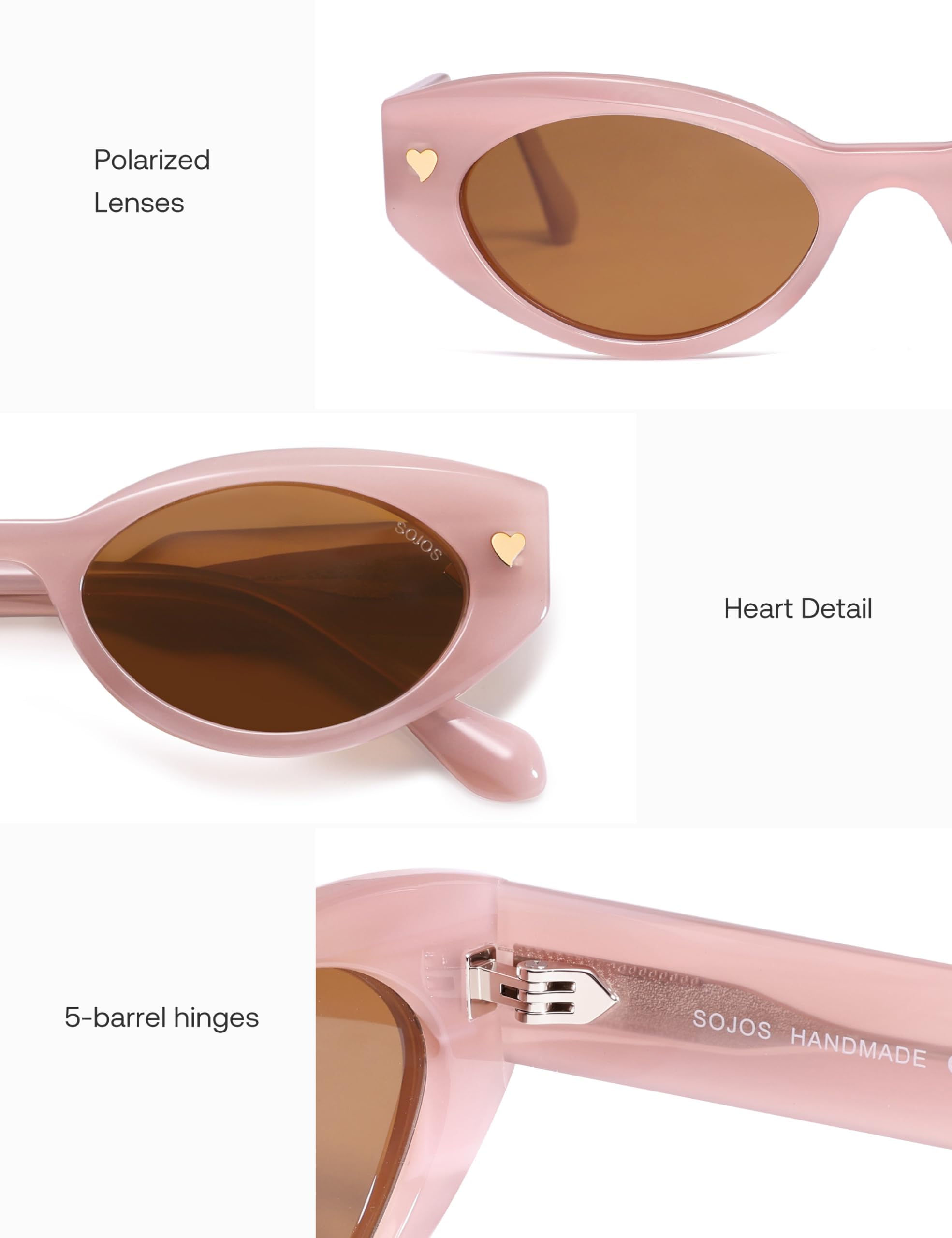 SOJOS Acetate Polarized Cat Eye Sunglasses for Women Lightweight Retro Vintage Sun Glasses UV400 Protection Chic, Enchanted - Image 4