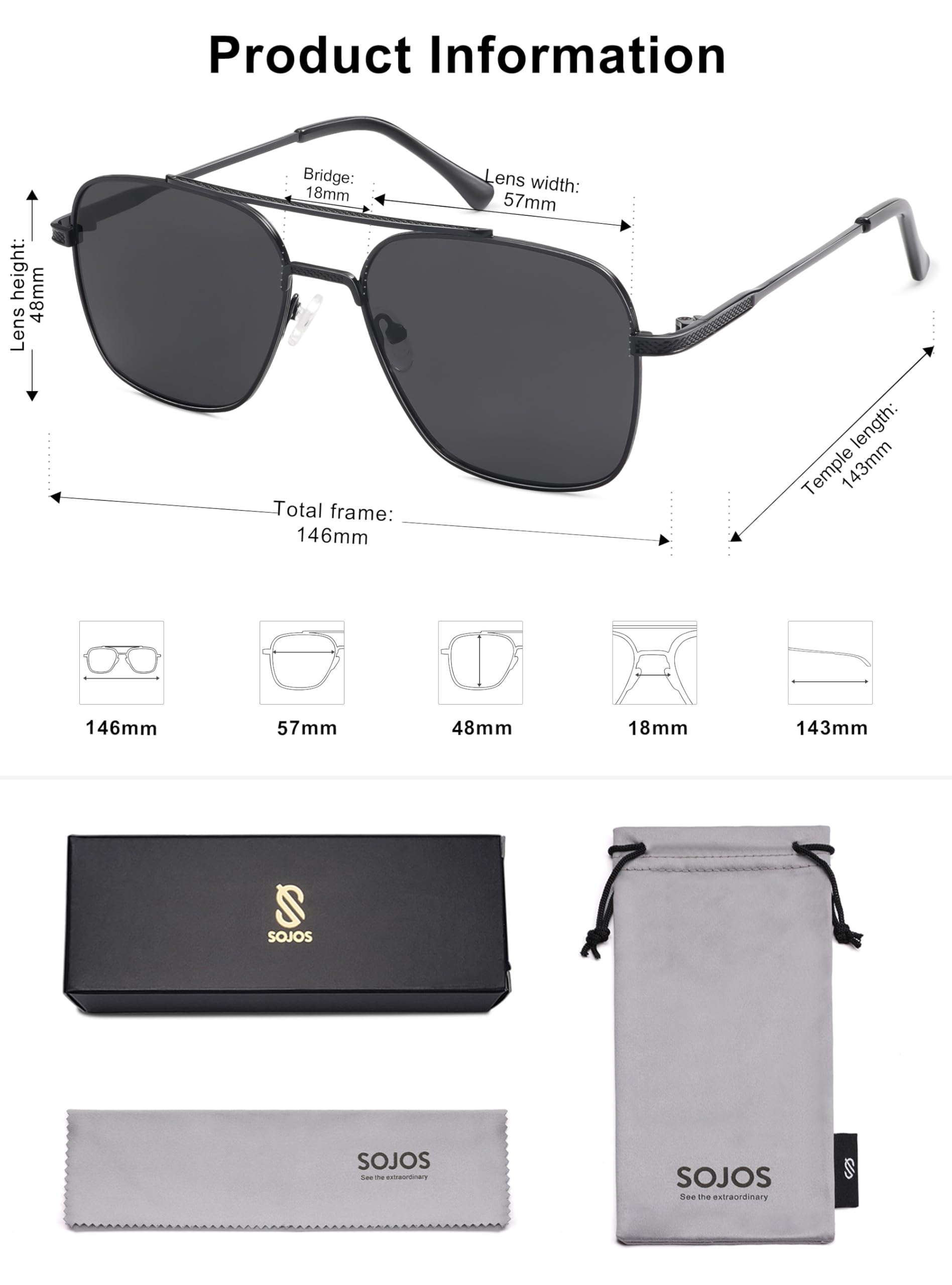 SOJOS Aviator Sunglasses for Men WomensTrendy Designer Shades SJ1232 - Image 6