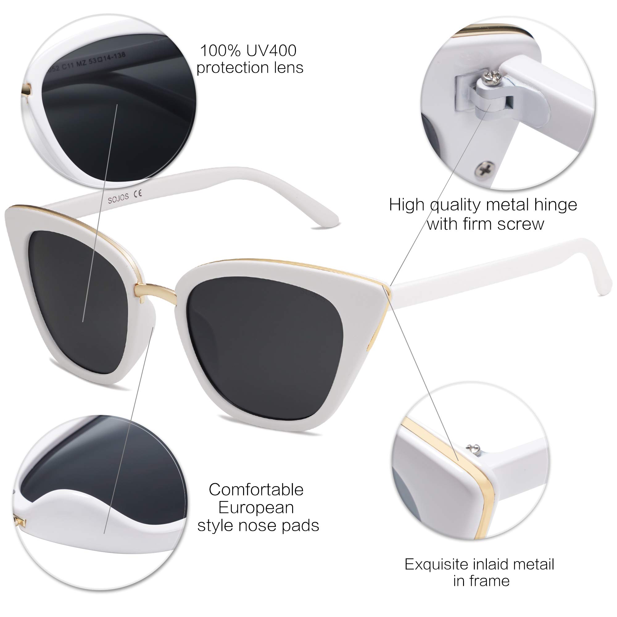 SOJOS Cat Eye Designer Sunglasses Fashion UV400 Protection Glasses SJ2052 - Image 3