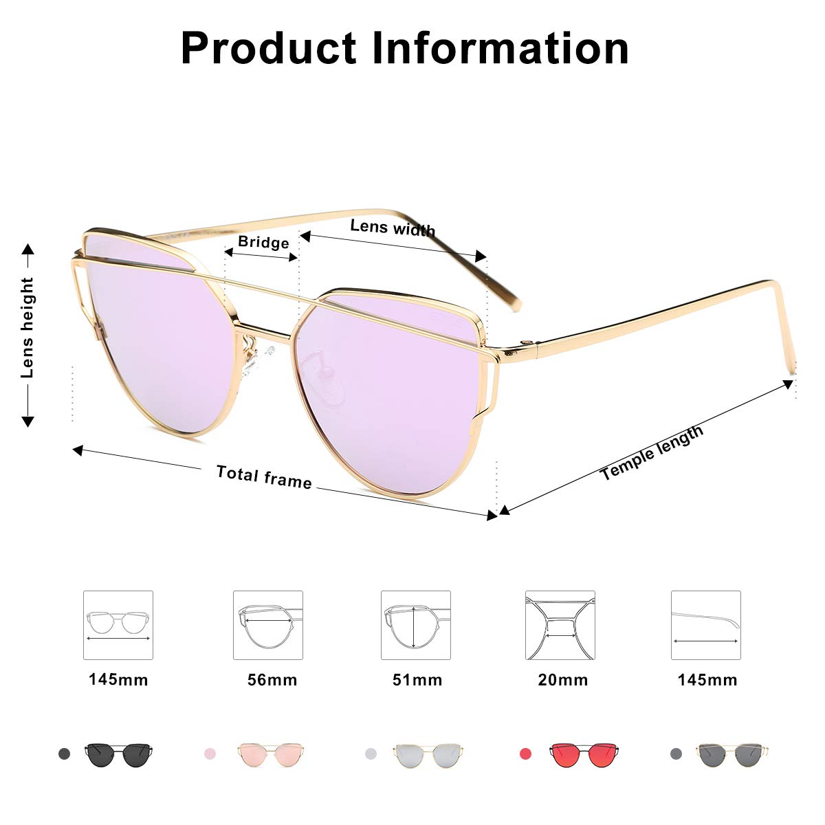 SOJOS Cat Eye Sunglasses for Women Fashion Designer Style Mirrored Lenses SJ1001 - Image 3