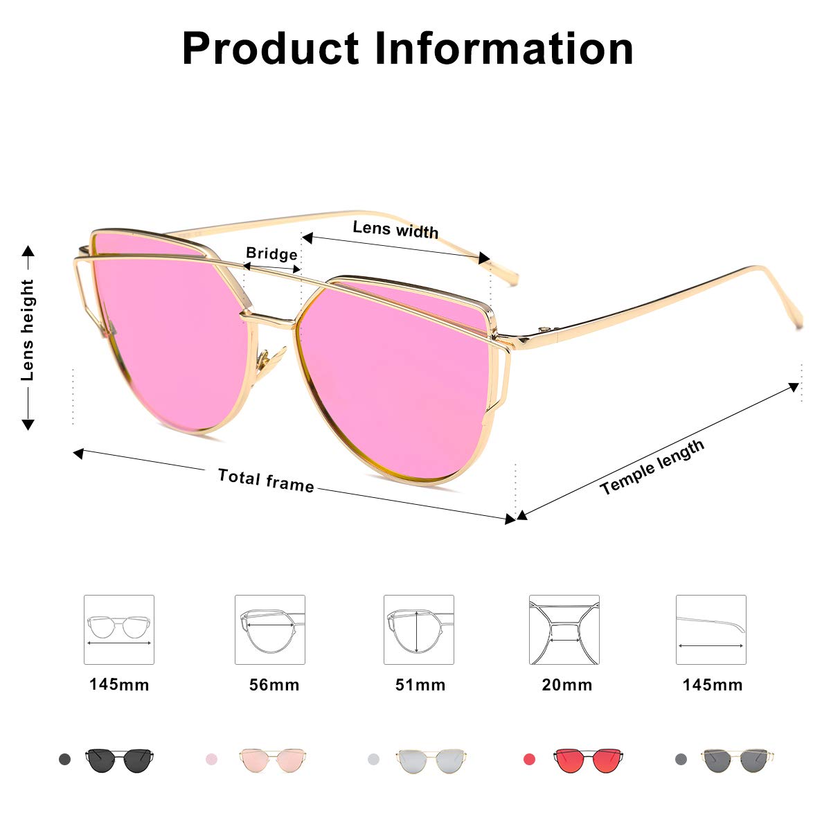 SOJOS Cat Eye Sunglasses for Women Fashion Designer Style Mirrored Lenses SJ1001 - Image 3