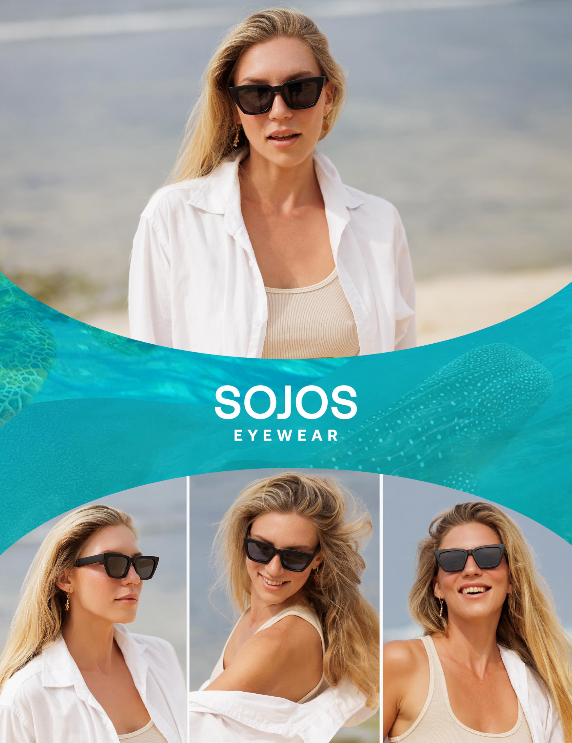 SOJOS Cat-Eye Sunglasses Recycled Fishing Net Frame Eco-Friendly UV400 Polarized Lenses,Atlantic Ocean - Image 5
