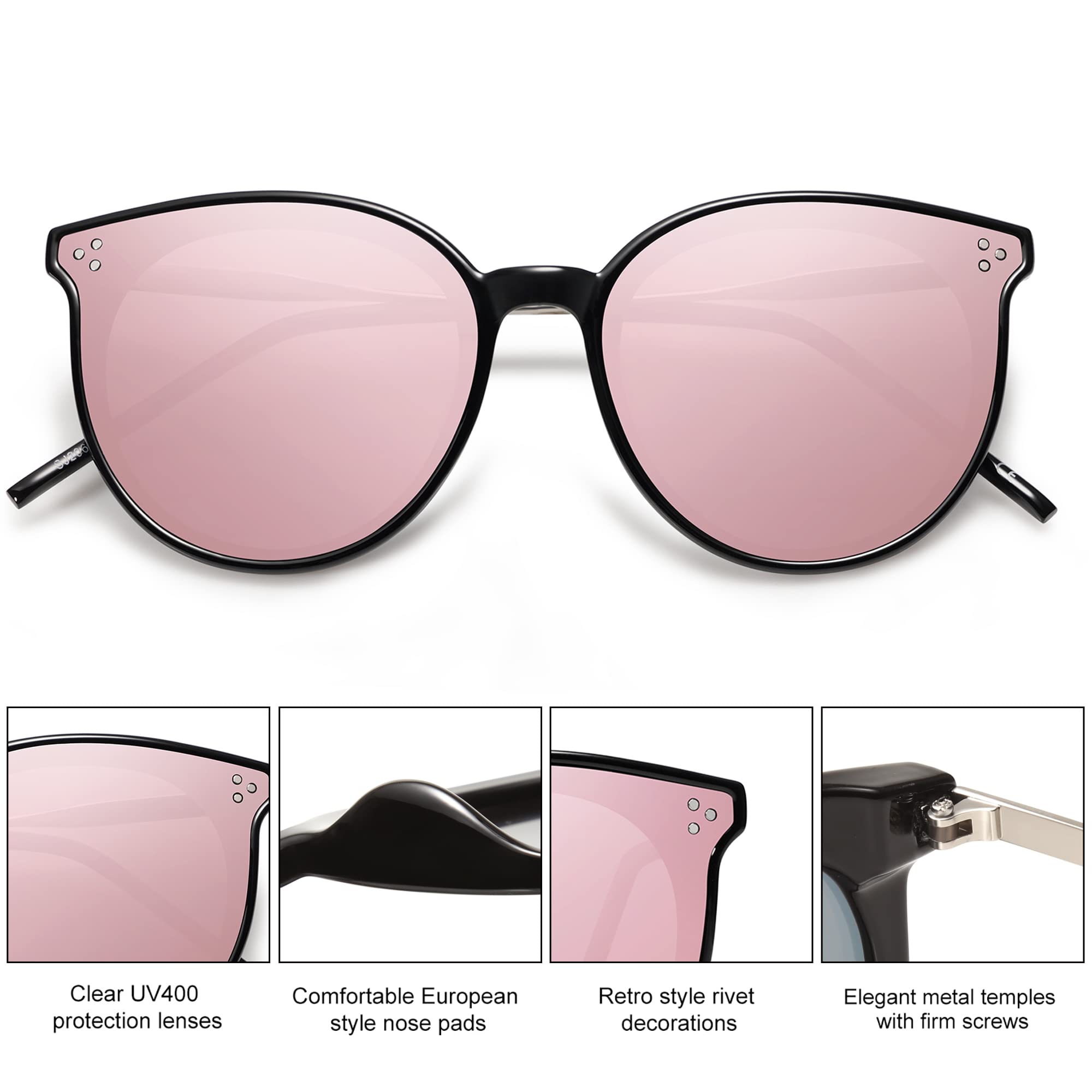 SOJOS Classic Trendy Round Sunglasses Womens Mens Oversized Large Shades UV400 Vacation Sunnies SJ2068 - Image 4