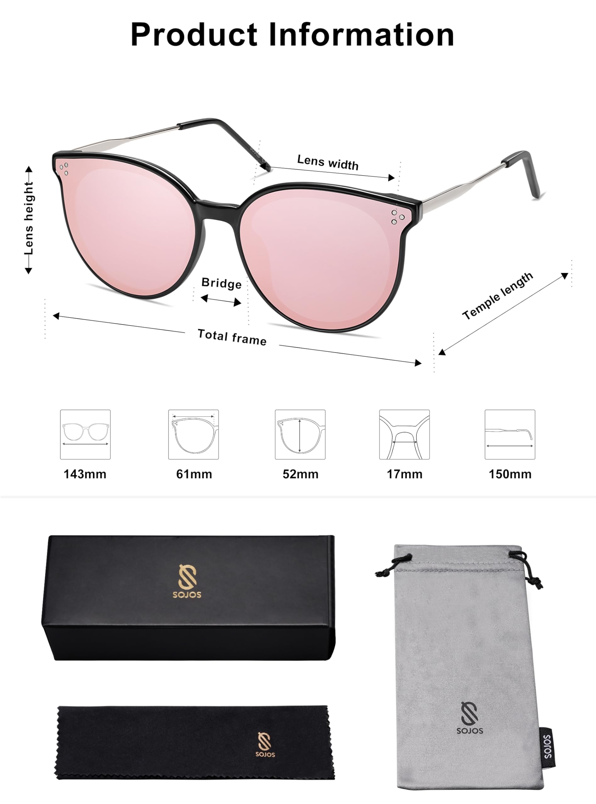 SOJOS Classic Trendy Round Sunglasses Womens Mens Oversized Large Shades UV400 Vacation Sunnies SJ2068 - Image 5