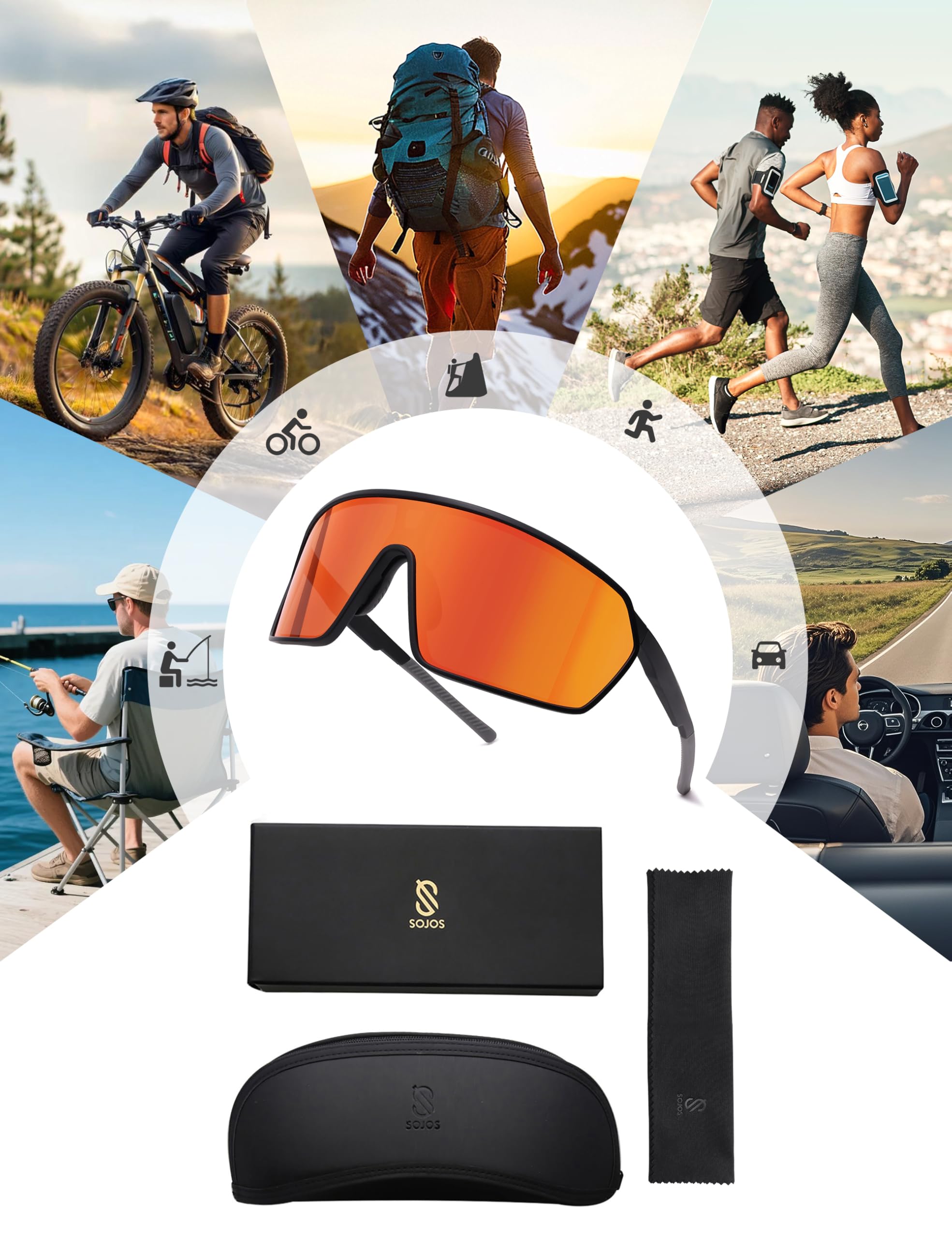 SOJOS Cycling Sport Glasses for Women Man, UV400 Protection Wrap Around Lightweight TR90 Frame Sunglasses, SJ2353 - Image 6