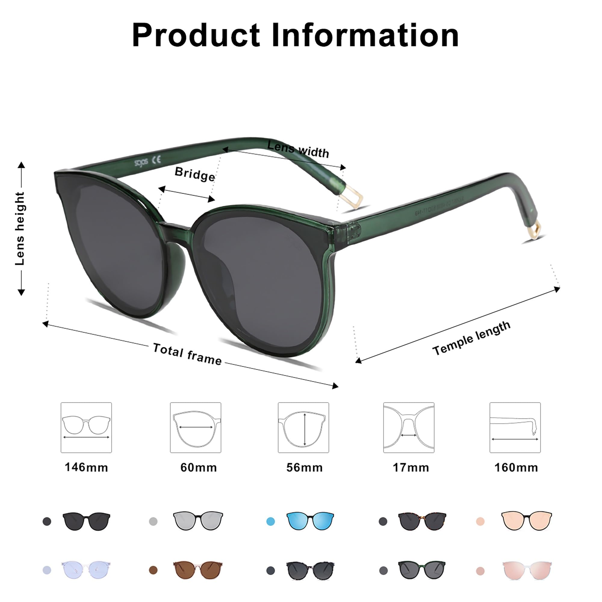 SOJOS Fashion Round Sunglasses for Women Men Oversized Vintage Shades SJ2057 - Image 5