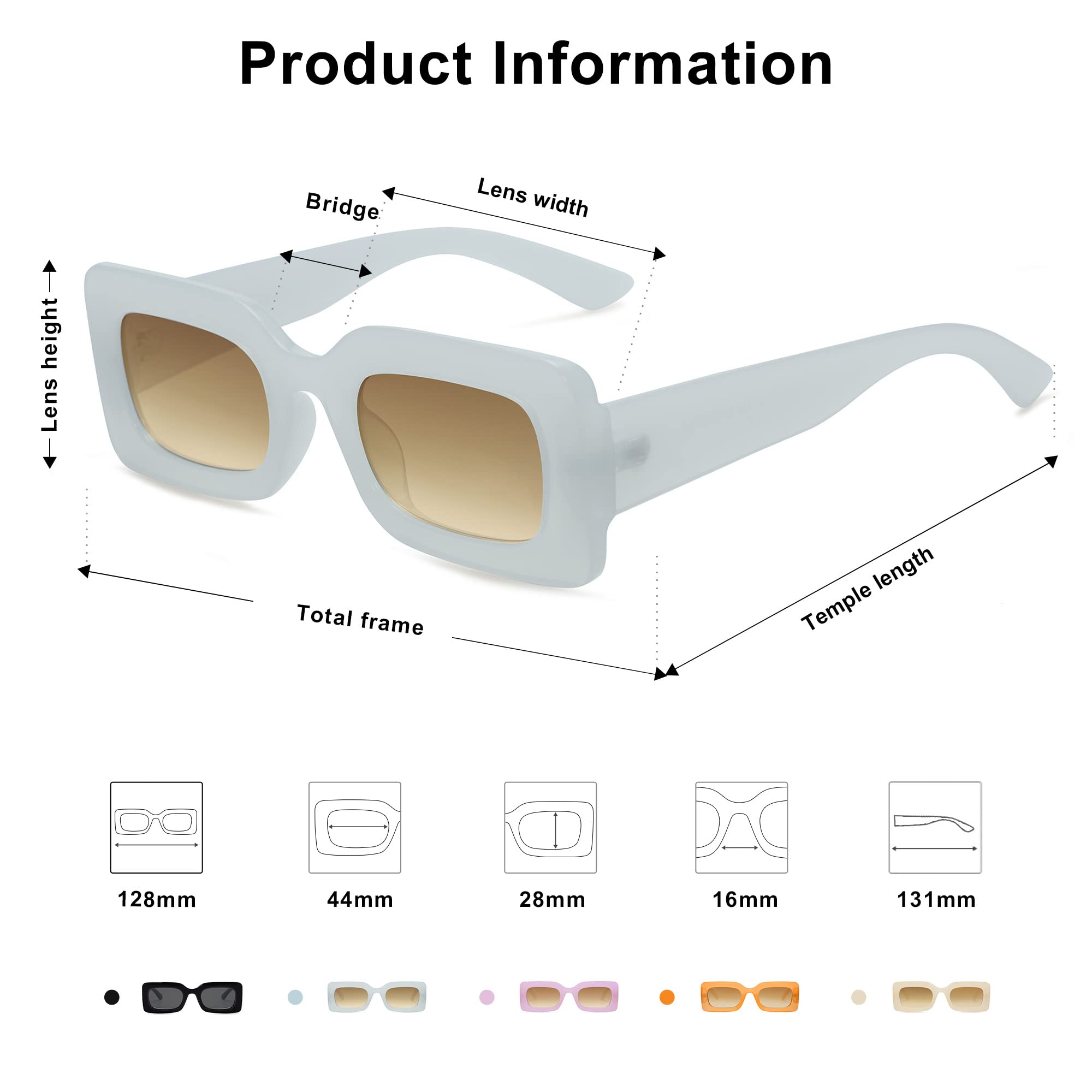 SOJOS Kids Rectangle Nude Blue Sunglasses for Girls Toddler Baby Age 1-2 UV400 Protection Trendy Chunky Glasses SK5612A - Image 3