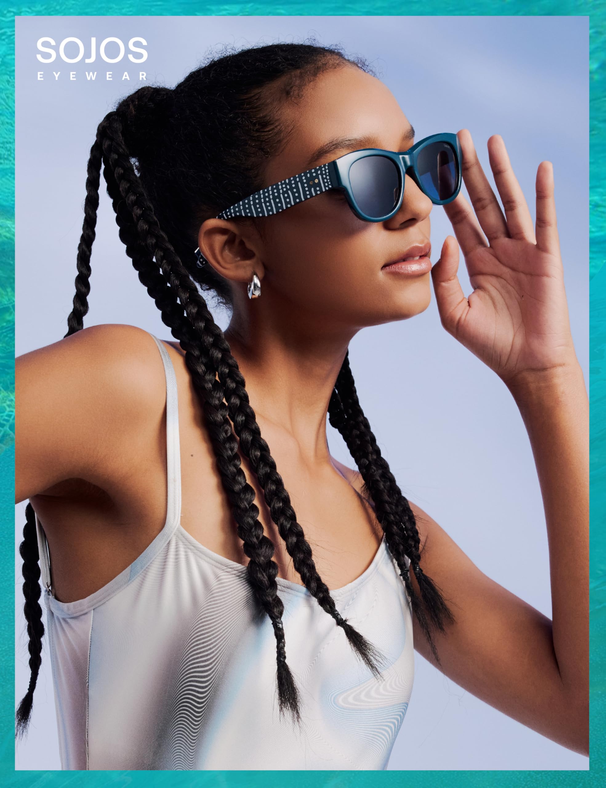 SOJOS Ocean Collection Classic Polarized Square Sunglasses for Women Men Recycled Plastic Frame Eco-Friendly UV400, Bloom - Image 6