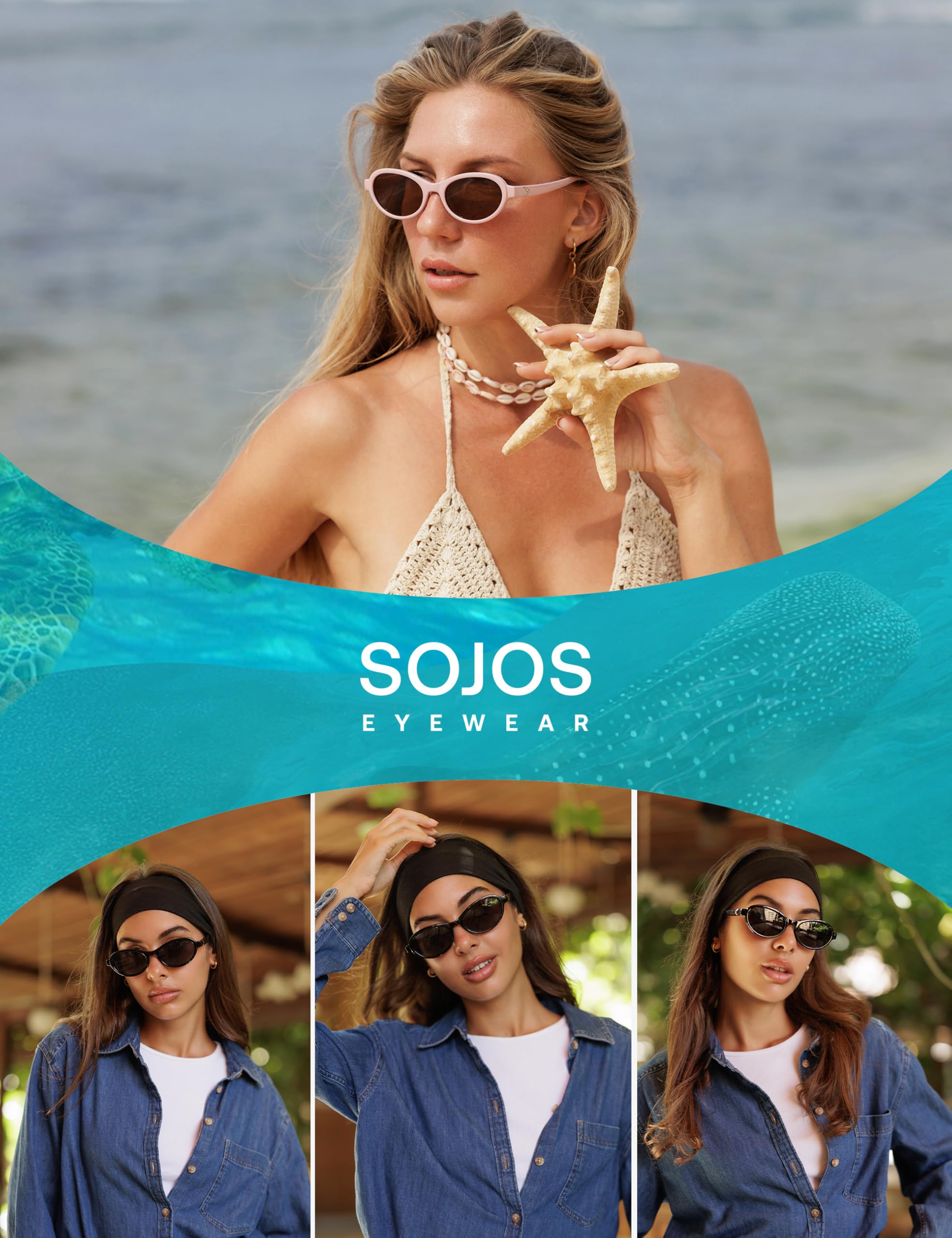 SOJOS Ocean Collection Polarized Retro Oval Small Sunglasses Womens Recycled Plastic Frame Eco-Friendly UV400, Echo - Image 5