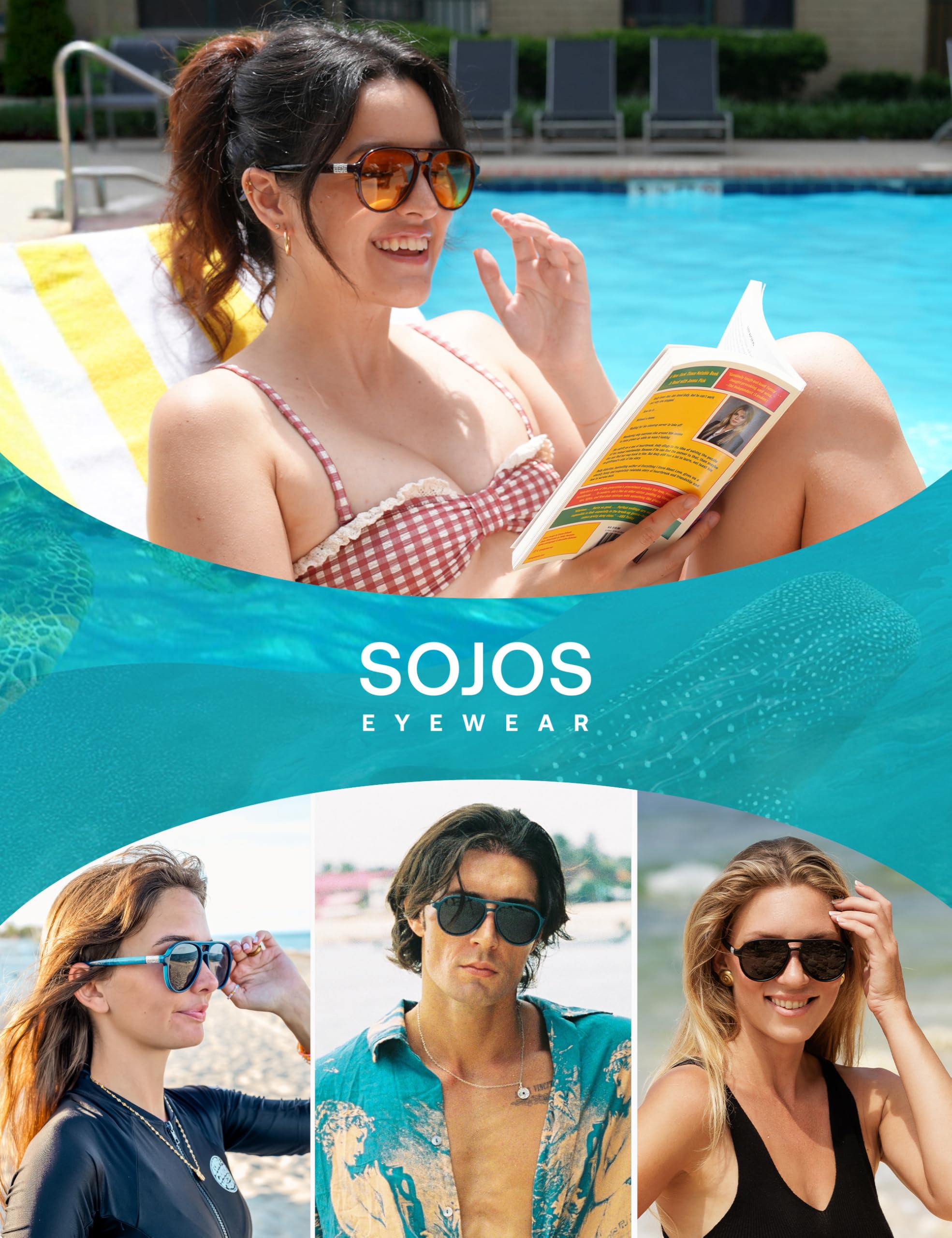 SOJOS Ocean Collection Polarized Retro Oversized Aviator Sunglasses Women Men Recycled Plastic Eco-Friendly, Constellation - Image 6