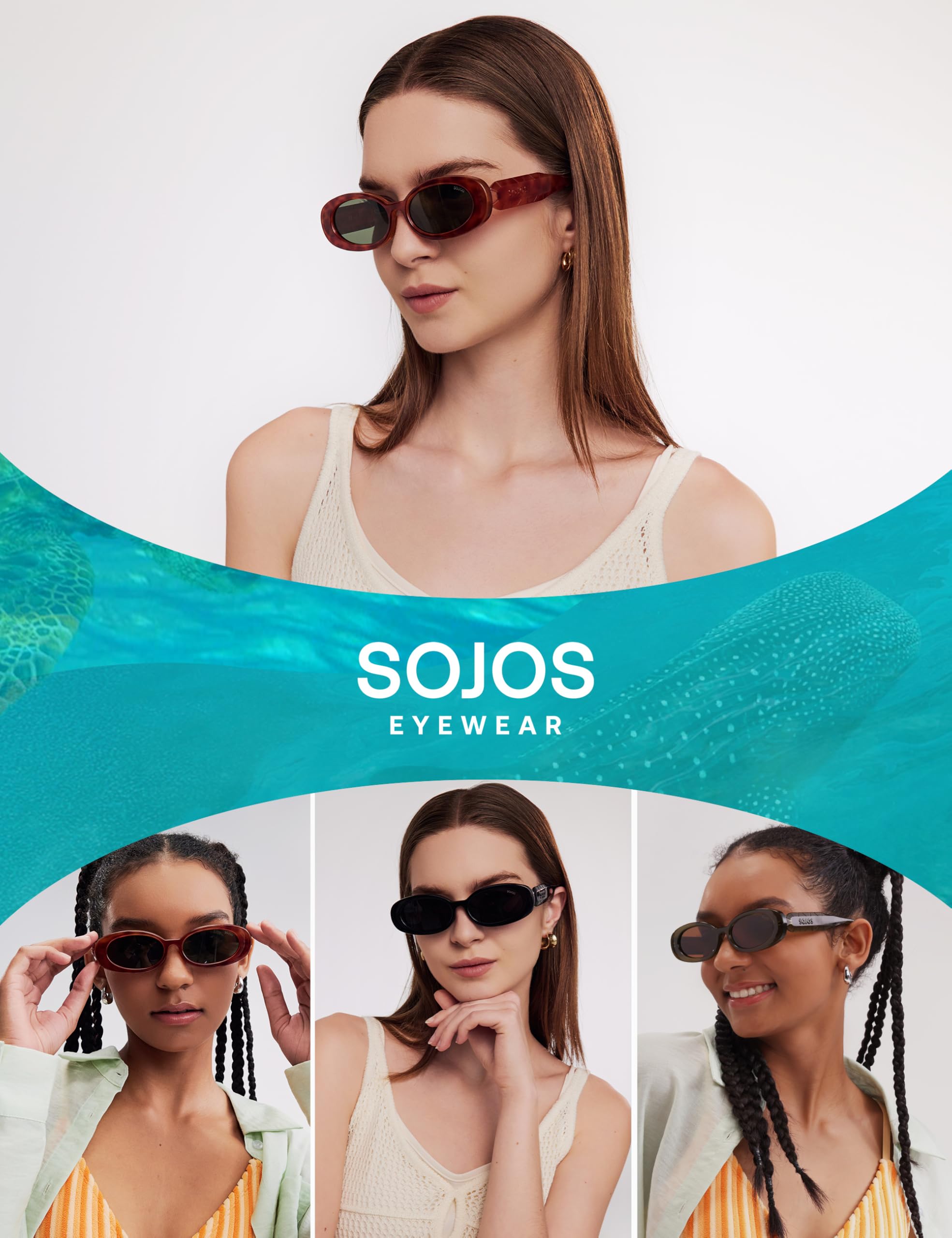 SOJOS Ocean Collection Retro Oval Polarized Sunglasses for Women Men Vintage Recycled Plastic Frame Eco-Friendly, Sunlight - Image 7