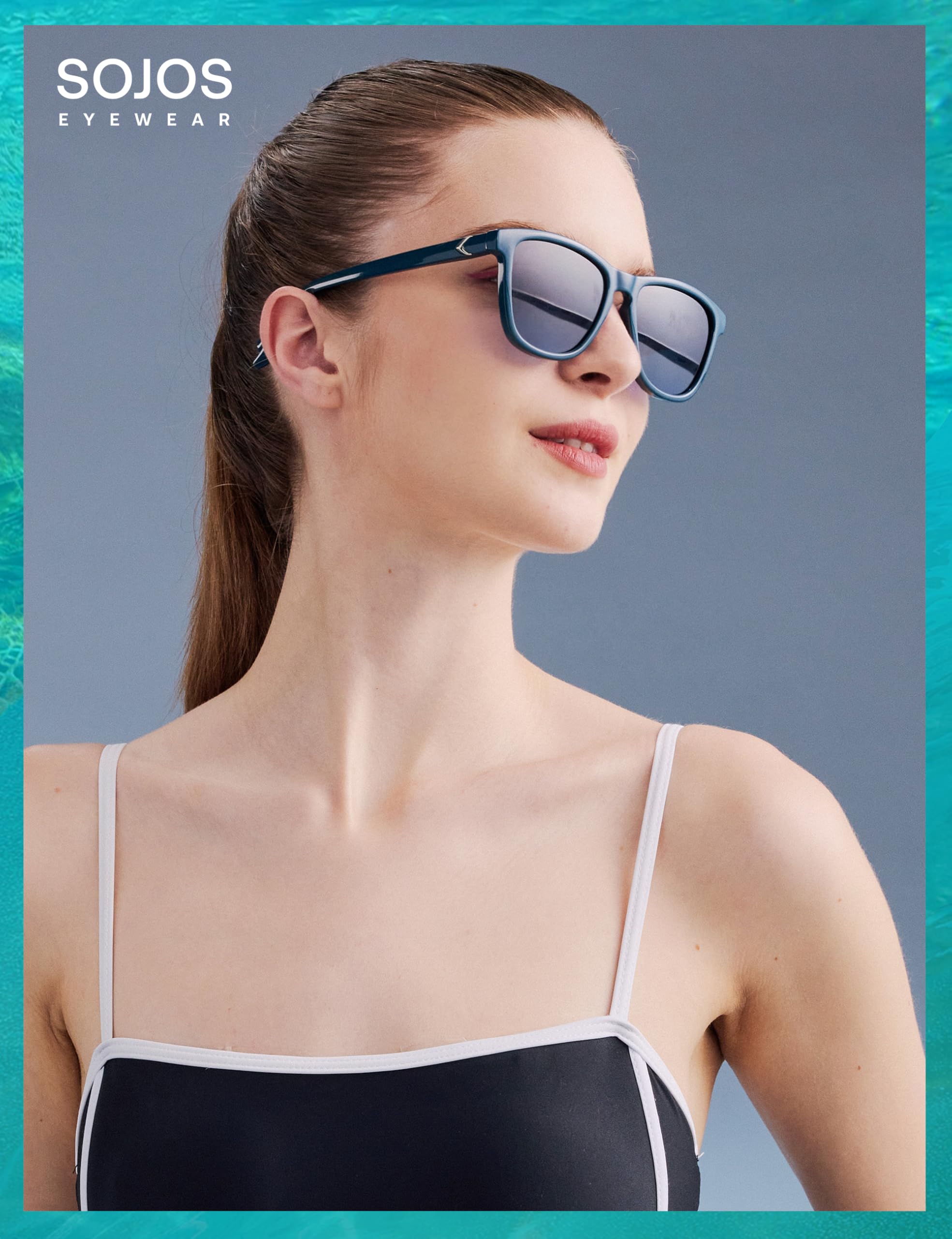 SOJOS Ocean Collection Retro Polarized Large Rectangular Sunglasses Women Men Recycled Plastic Eco-friendly Shades, Baleen - Image 6