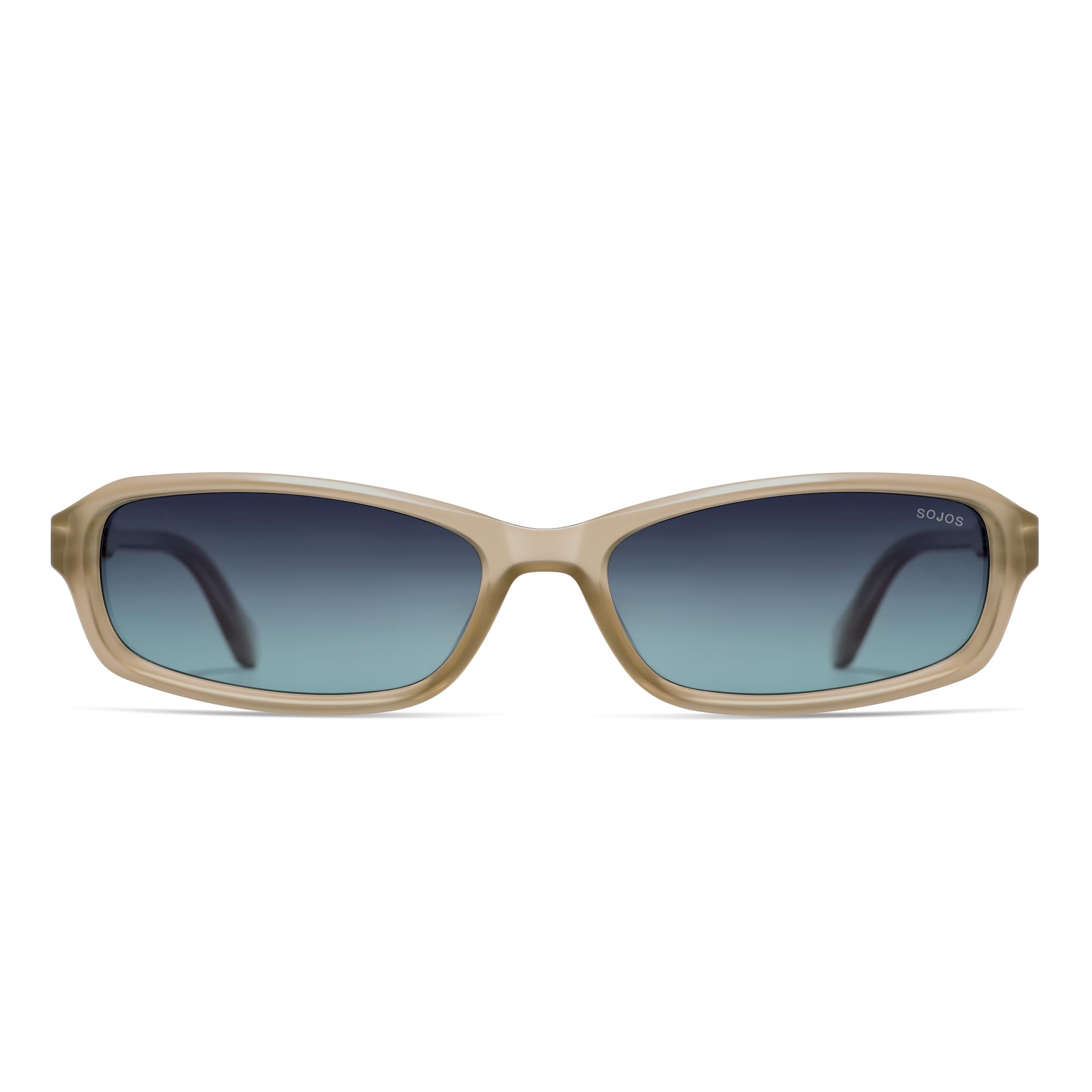 SOJOS Ocean Collection Retro Rectangular Polarized Sunglasses for Women Men Narrow 90s Square Shades, Carapace - Image 3