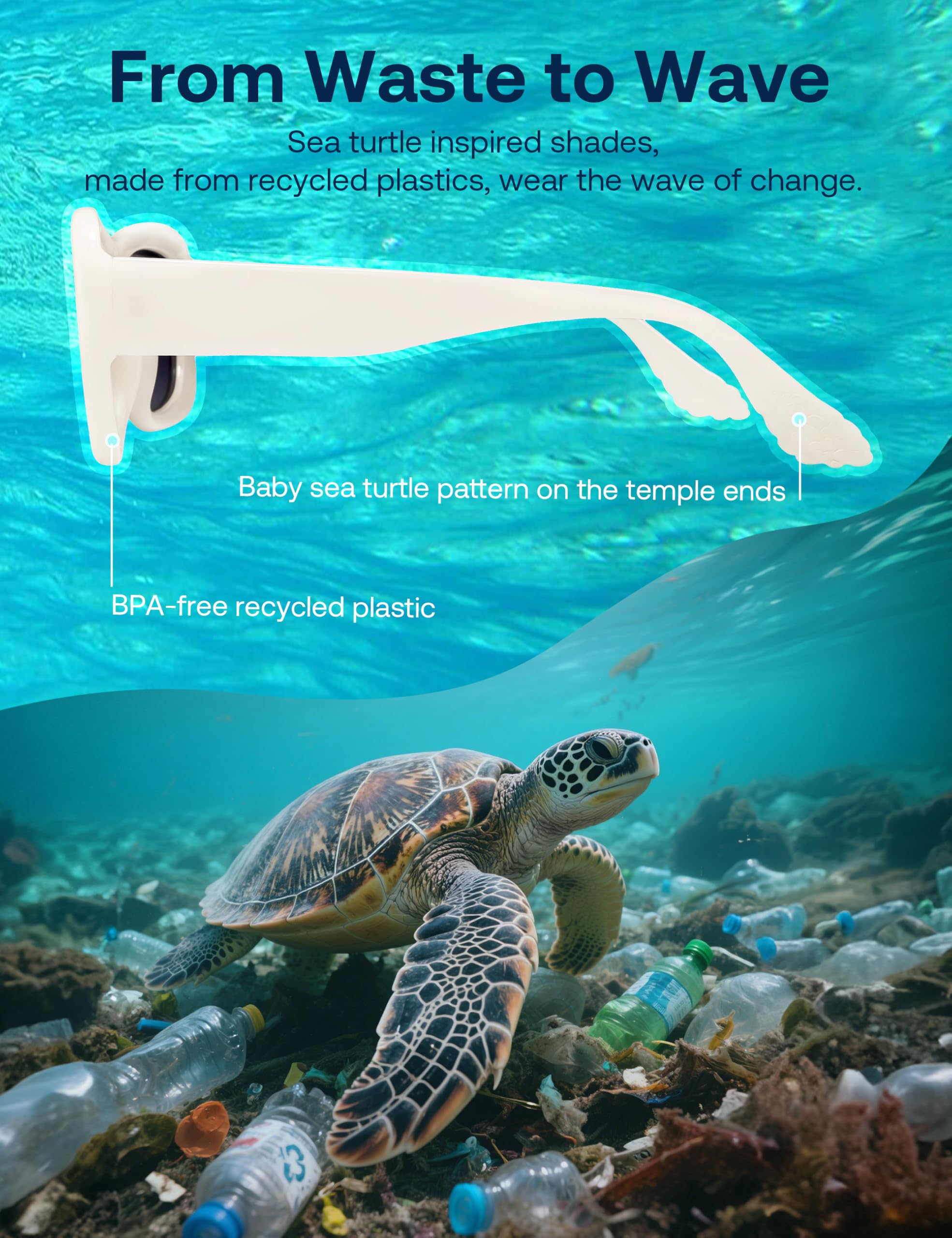 SOJOS Ocean Collection Sunglasses Womens Trendy Polarized Square,Eco-Friendly Recycled Sun Glasses,Rectangle Shades,Moonbeam - Image 4