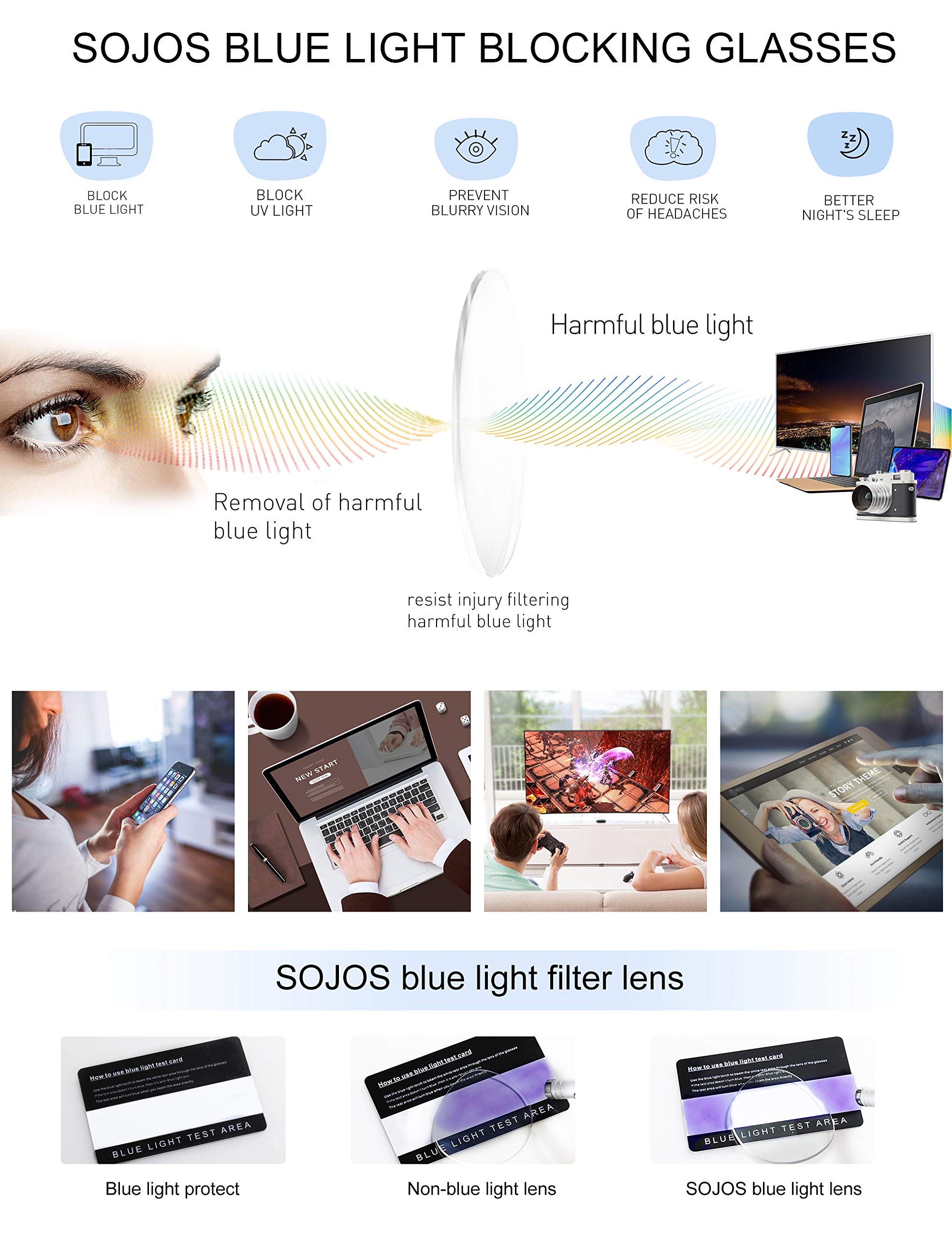 SOJOS Oversized Aviator Blue Light Blocking Glasses for Women Men, Metal Frame Clear Lens Eyeglasses SJ5098 - Image 4