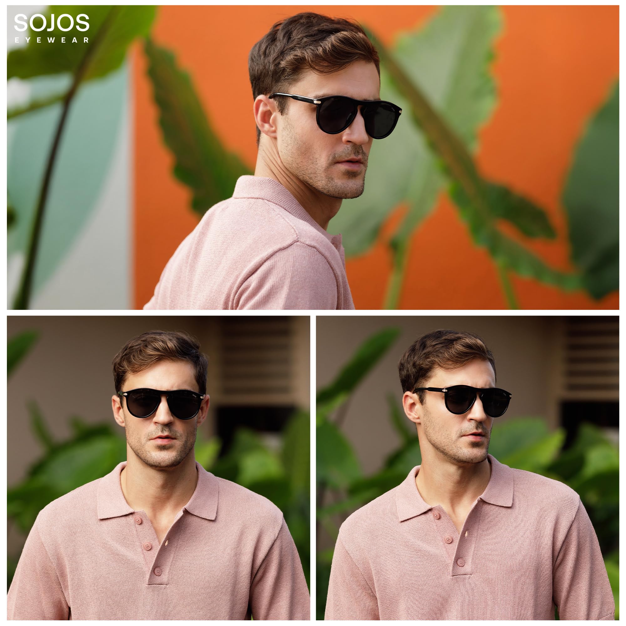 SOJOS Polarized Round Sunglasses for Men Women TR90 Frame UV Protection Mens Womens Sun Glasses SJ2669 - Image 3