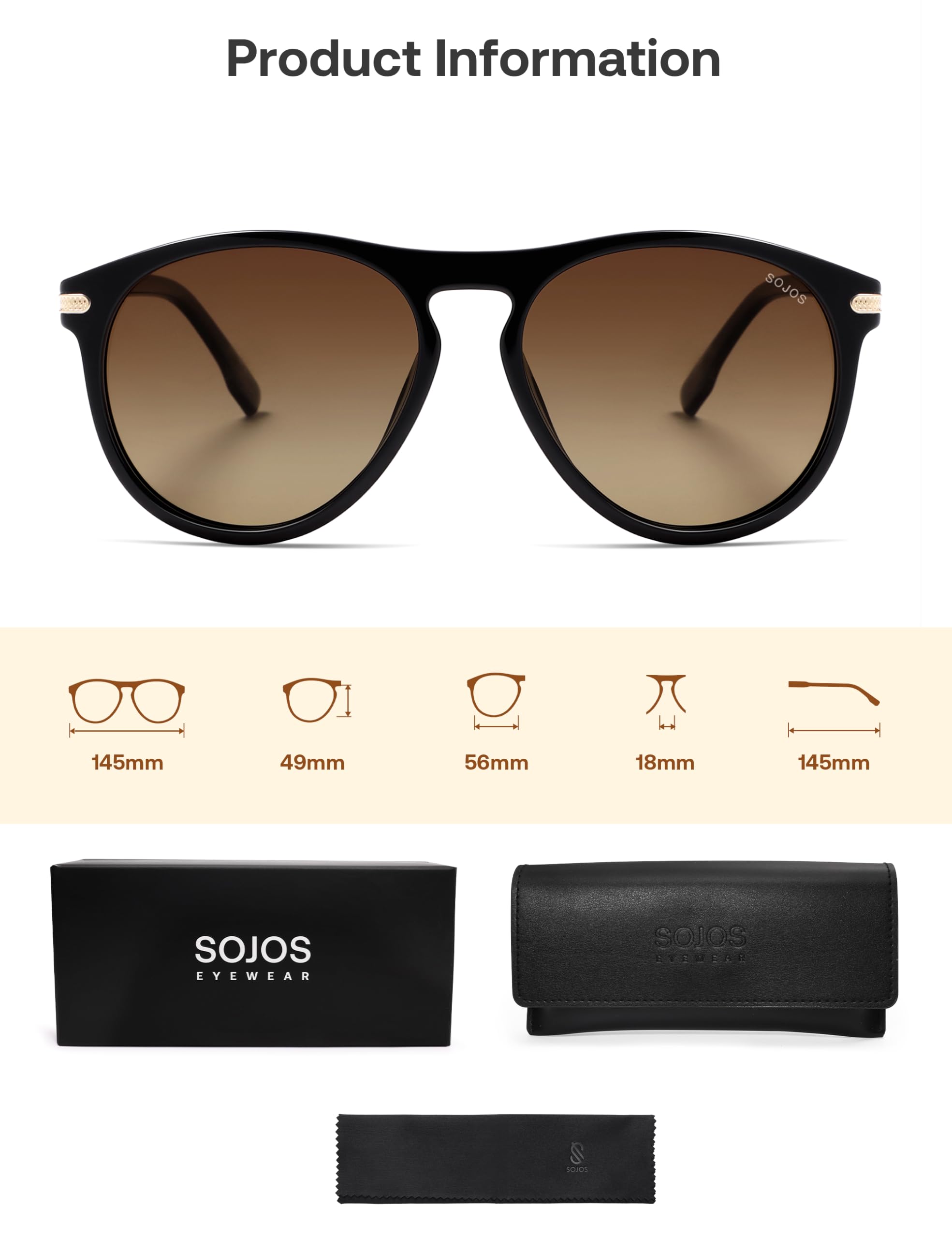 SOJOS Polarized Round Sunglasses for Men Women TR90 Frame UV Protection Mens Womens Sun Glasses SJ2669 - Image 6