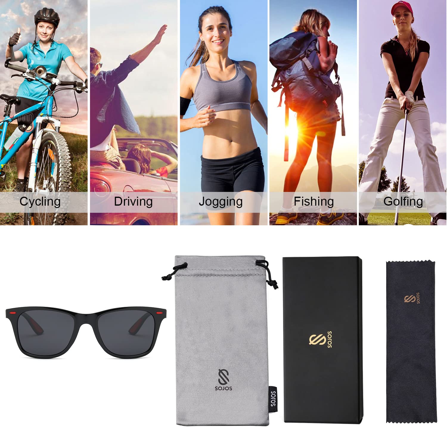 SOJOS Polarized Sports TR90 Sunglasses for Running Cycling Fishing Golf Driving SJ2101 - Image 5