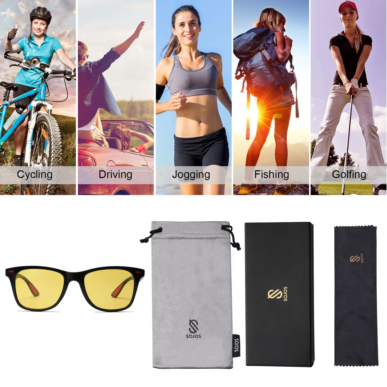 SOJOS Polarized Sports TR90 Sunglasses for Running Cycling Fishing Golf Driving SJ2101 - Image 5
