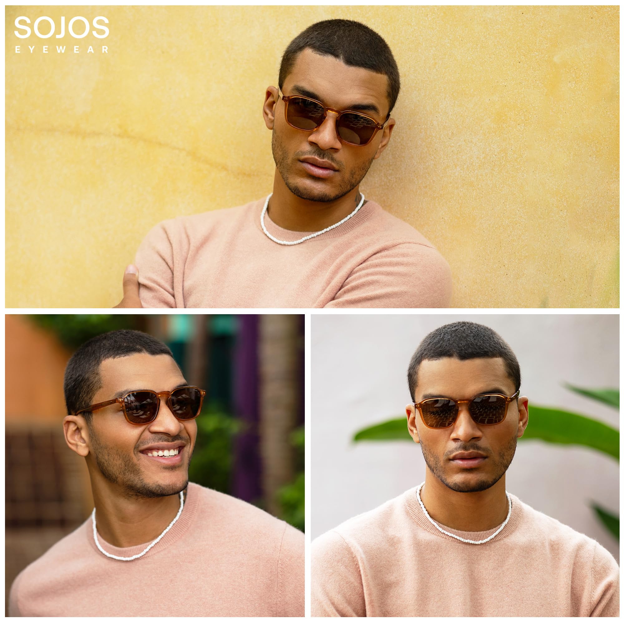SOJOS Polarized Square Sunglasses for Men Retro Sun Glasses Trendy Shades UV400 Protection TR90 Frame SJ2652B - Image 3