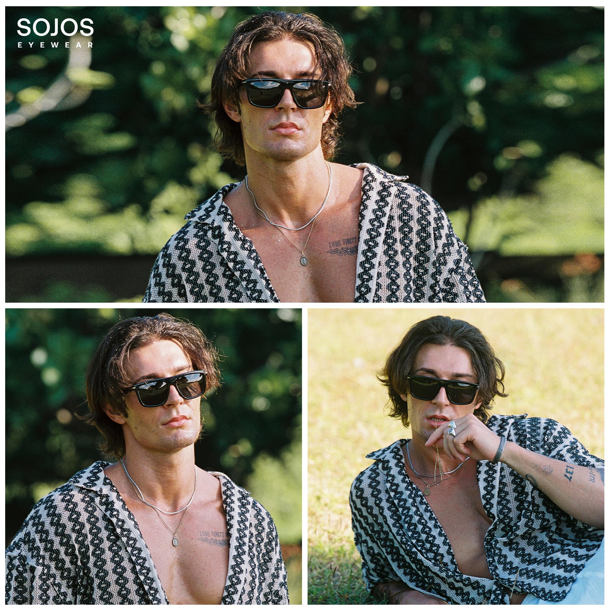 SOJOS Polarized Square Sunglasses TR90 Lightweight Unisex Women Men, Trendy Classic Design UV Protection - Image 3