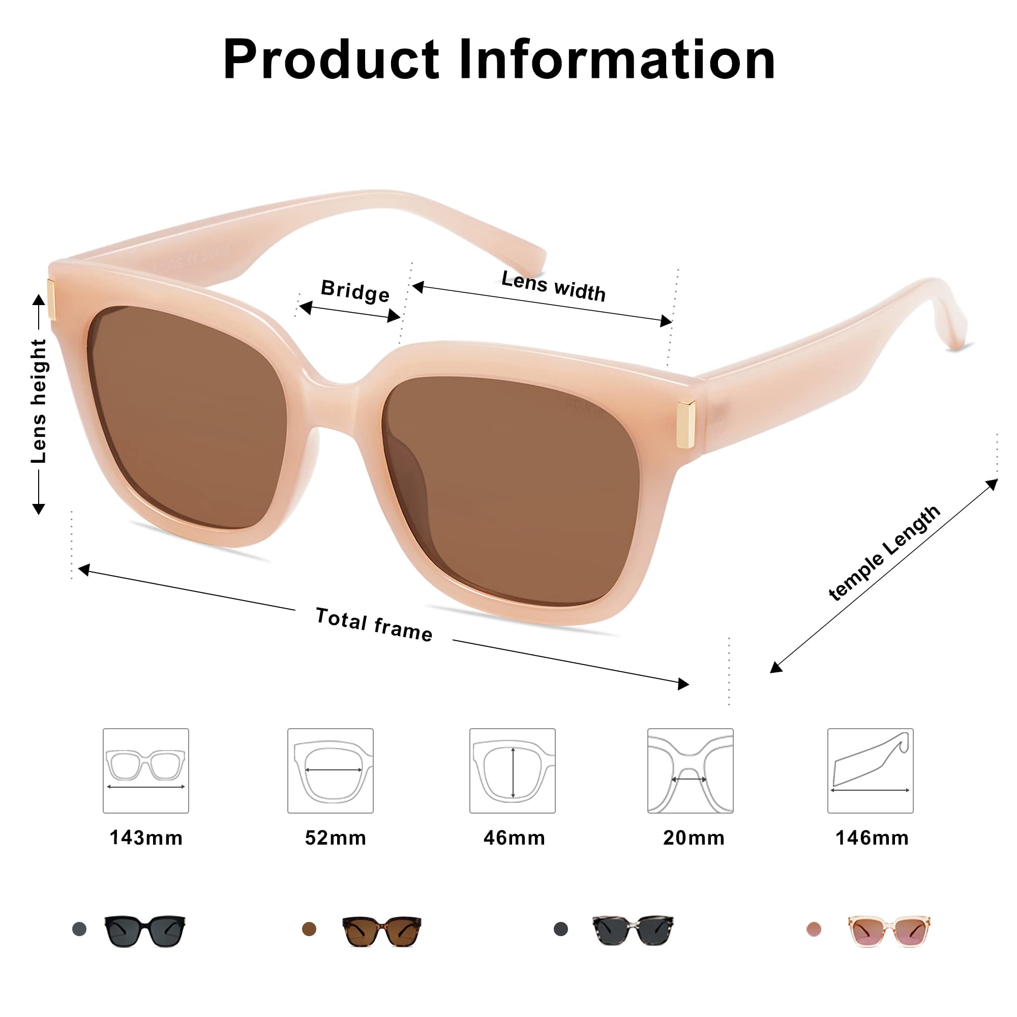 SOJOS Polarized Sunglasses for Women Men Trendy Square Large Sun Glasses SJ2149 - Image 4