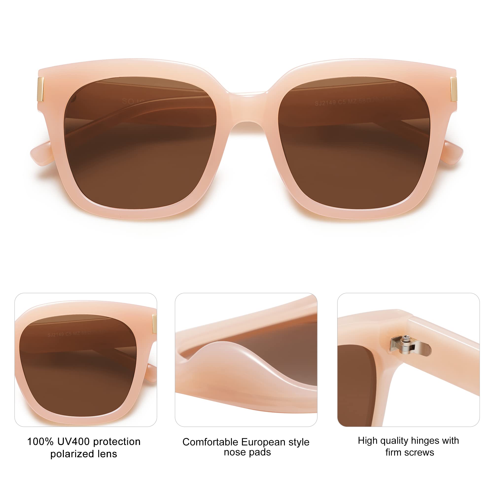 SOJOS Polarized Sunglasses for Women Men Trendy Square Large Sun Glasses SJ2149 - Image 5