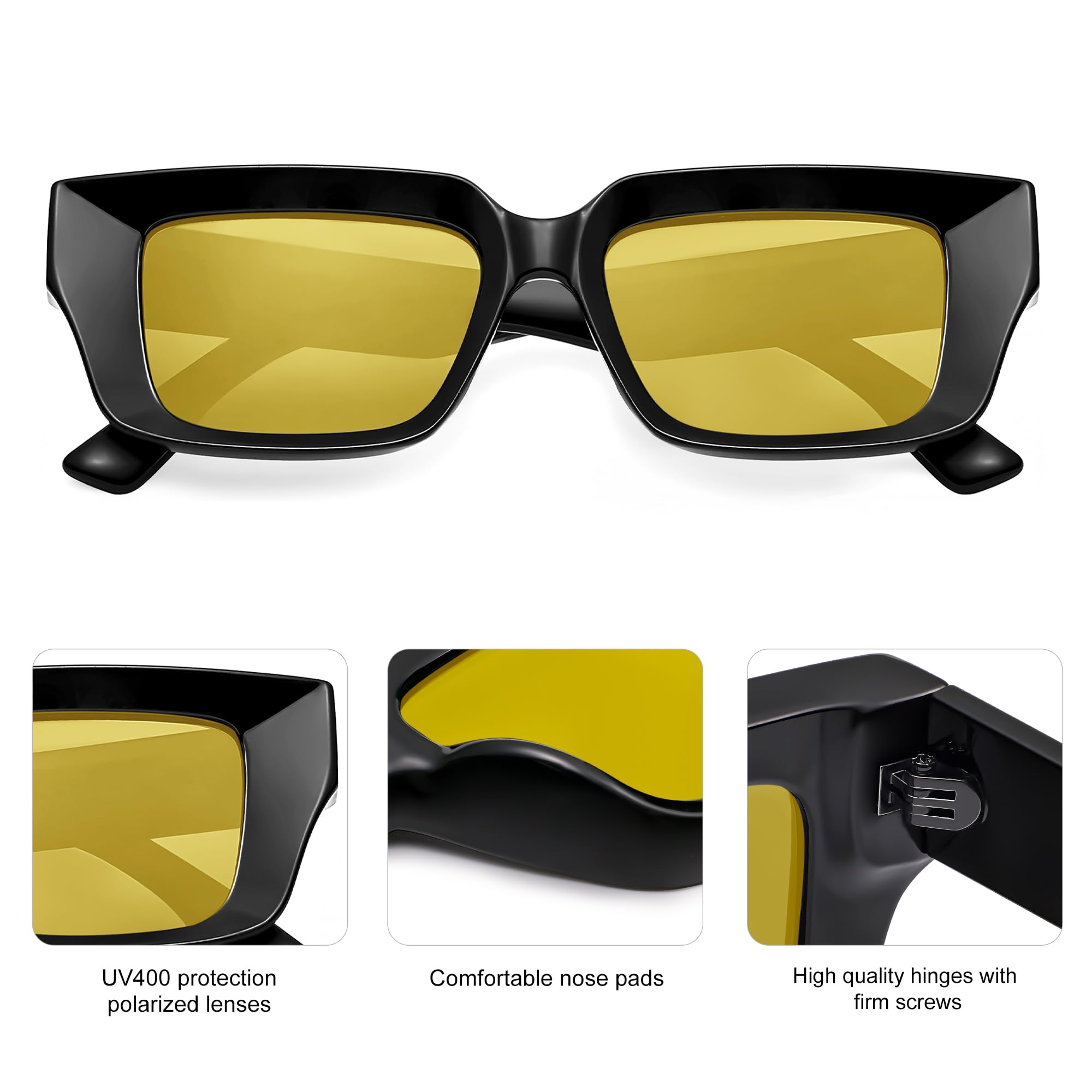 SOJOS Polarized Sunglasses Womens Men Trendy Square Small Y2K Designer Shades SJ2323 - Image 4