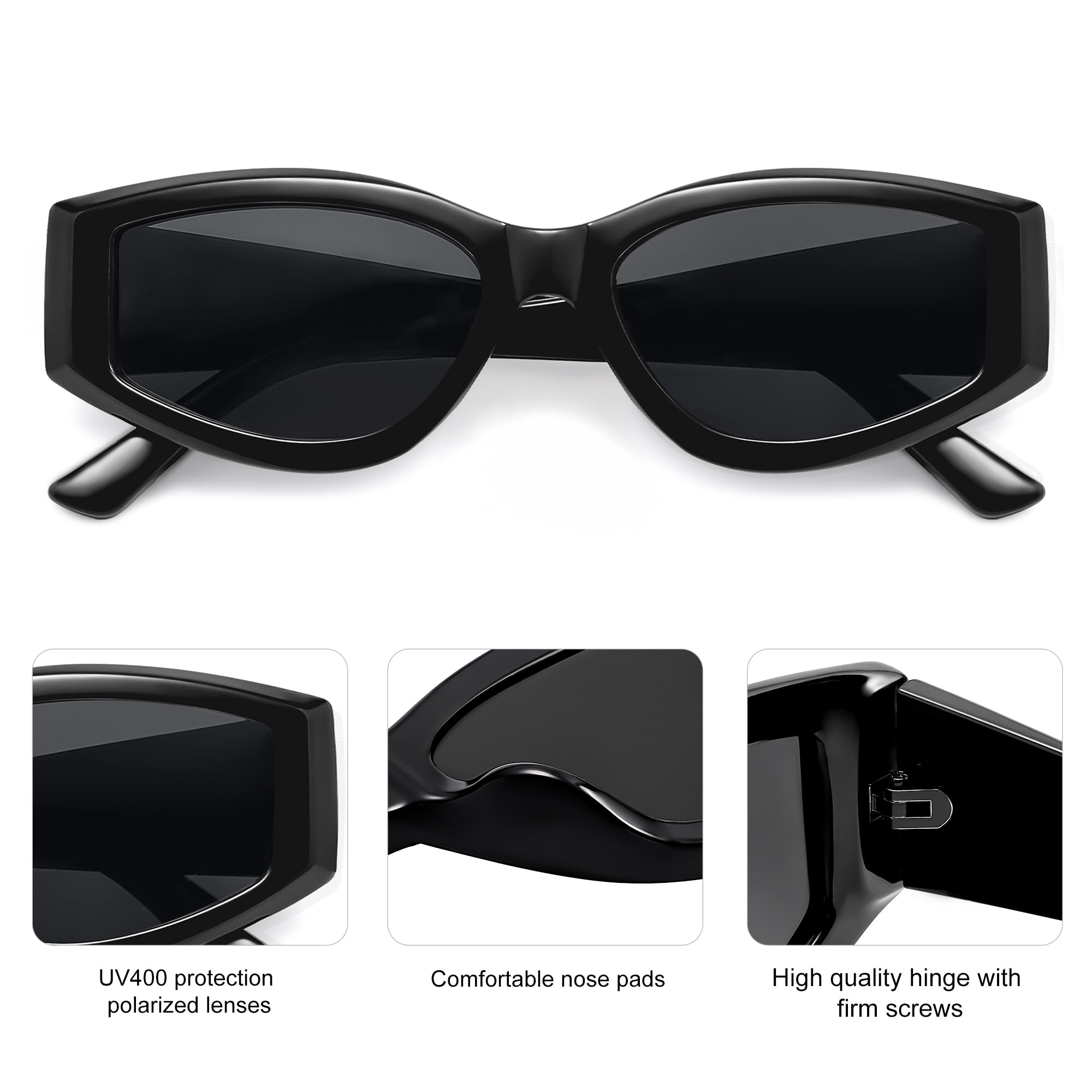 SOJOS Polarized Sunglasses Womens Mens Trendy Pentagonal Cateye Sun Glasses 80s 90s Shades SJ2329 - Image 4