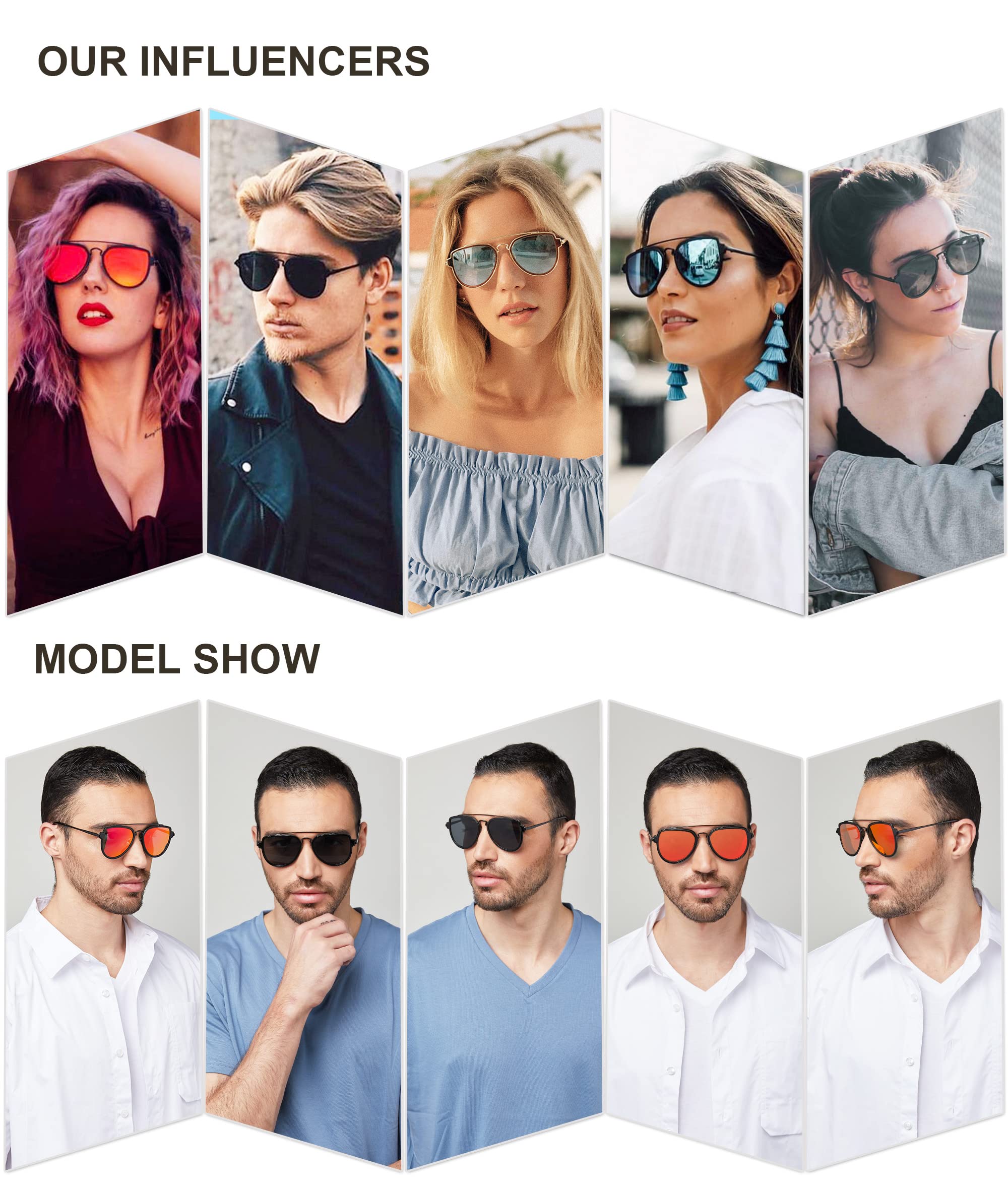 SOJOS Retro Aviator Polarized Double Bridge Sunglasses for Men Women Mirrored Lens SJ1051 - Image 4