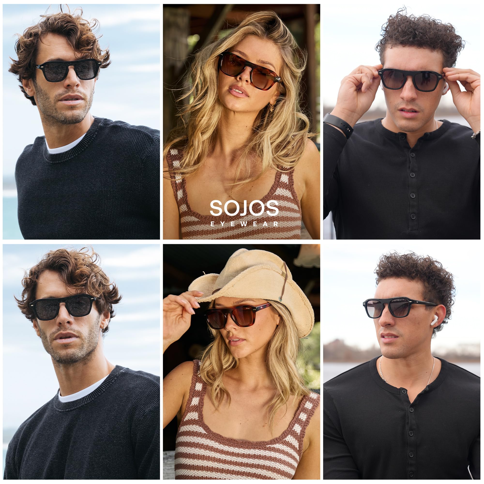 SOJOS Retro Aviator Polarized Sunglasses for Men Women Vintage Square Mens Shades SJ2632 - Image 3