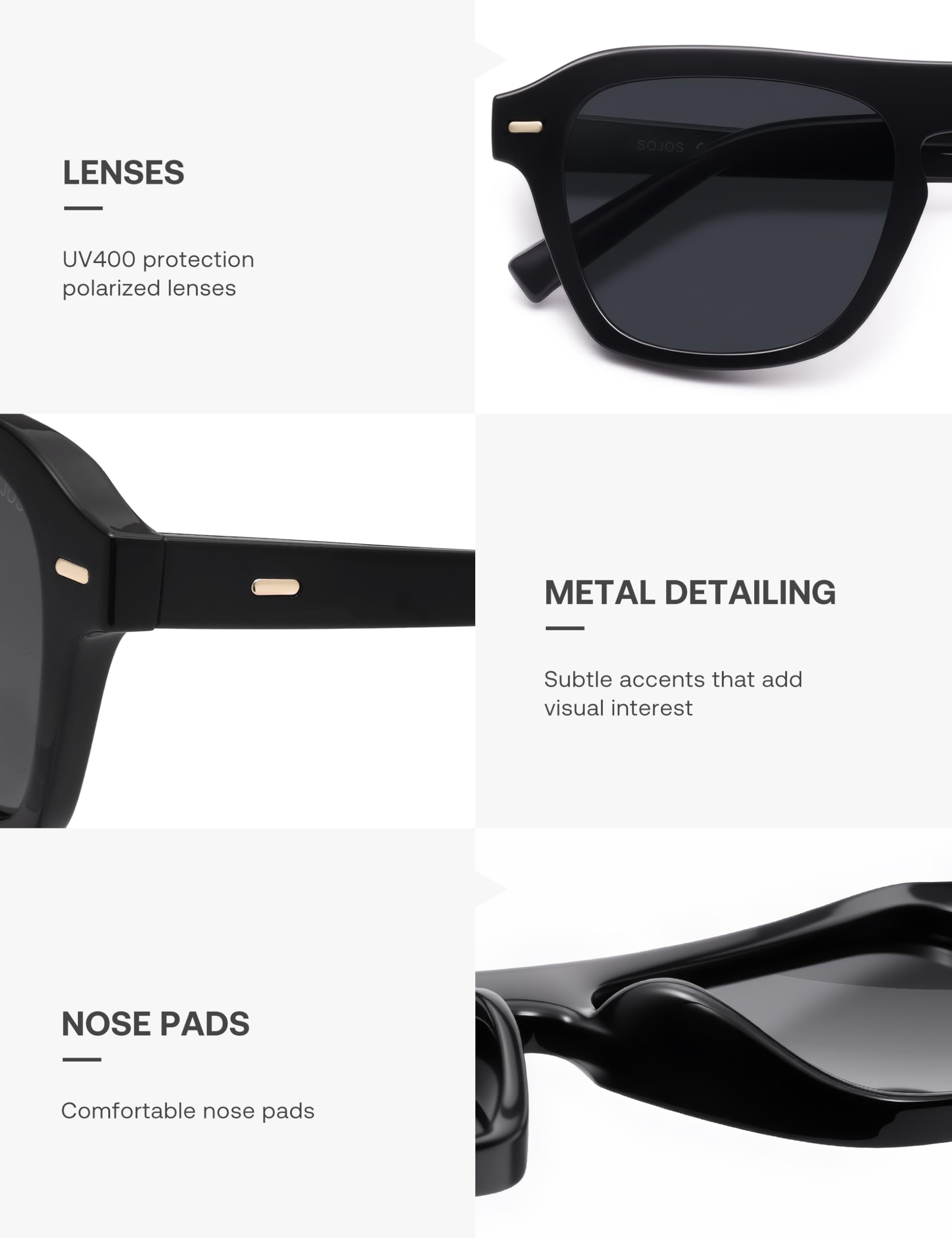 SOJOS Retro Aviator Polarized Sunglasses for Men Women Vintage Square Mens Shades SJ2632 - Image 5