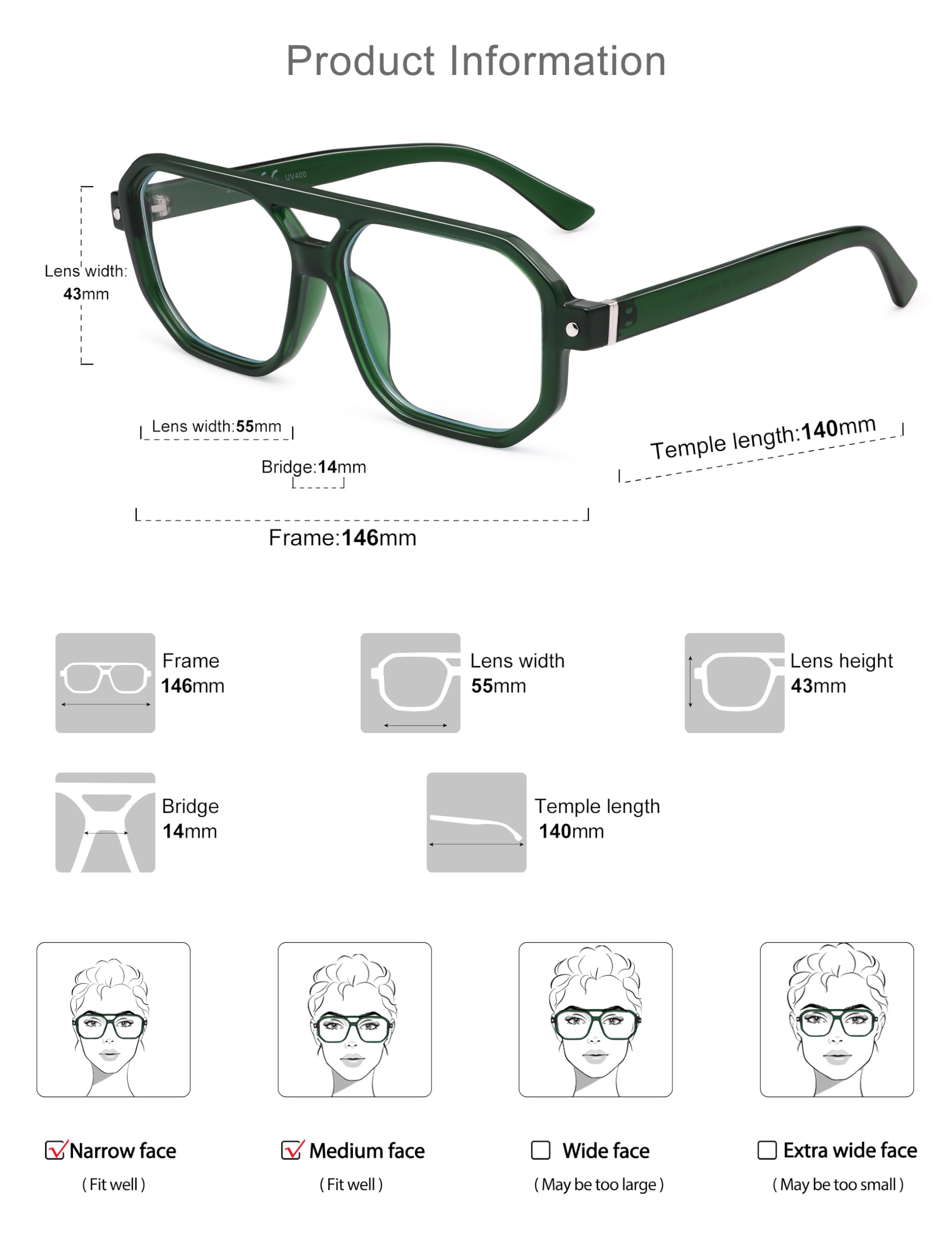 SOJOS Retro Aviator Square Blue Light Blocking Glasses for Women Men,Trendy Computer Frame Eyewear SJ5438 - Image 5