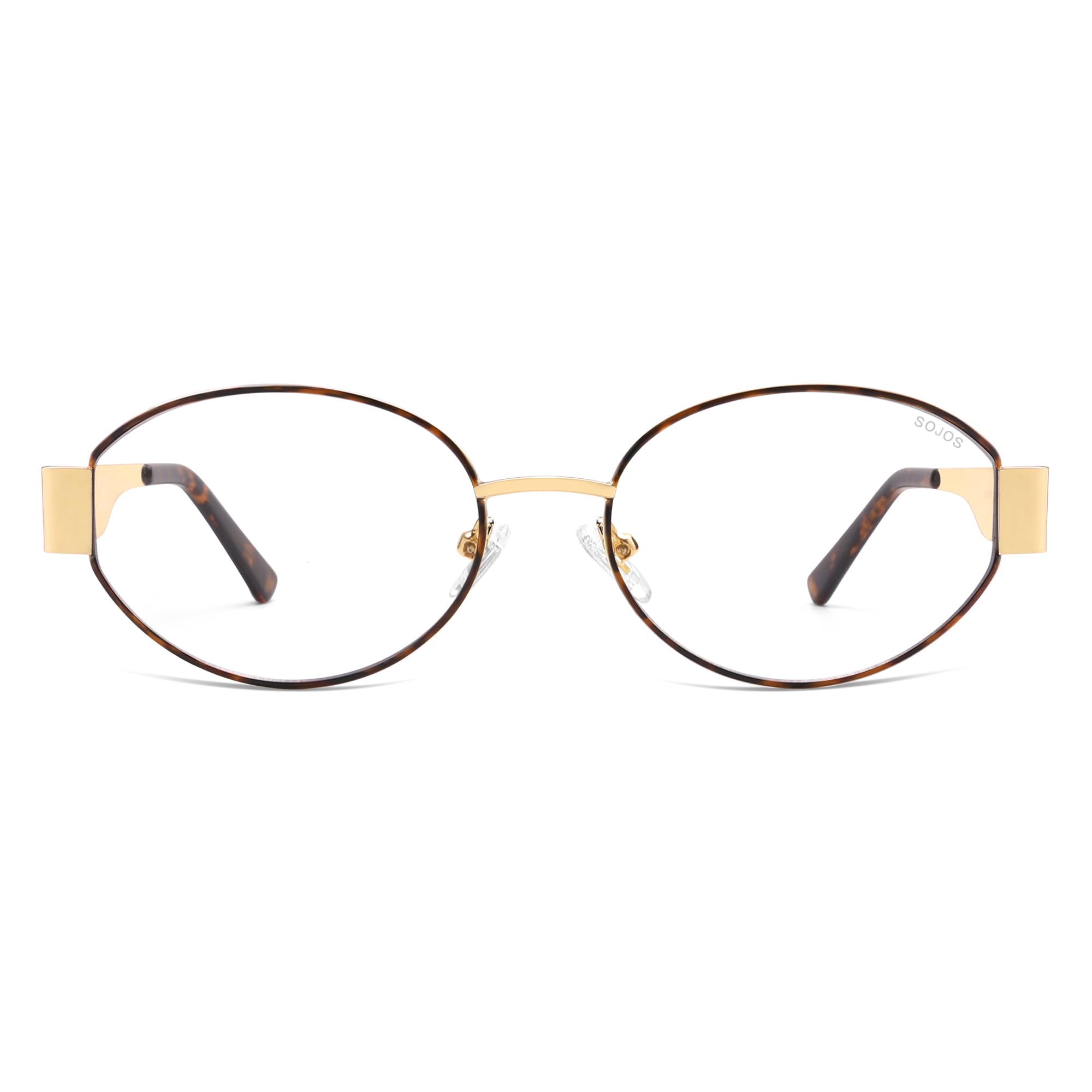 SOJOS Retro Oval Blue Light Blocking Glasses for Women,Trendy Blue Light Computer Glasses Metal Frame Eyewear SJ5434B - Image 3
