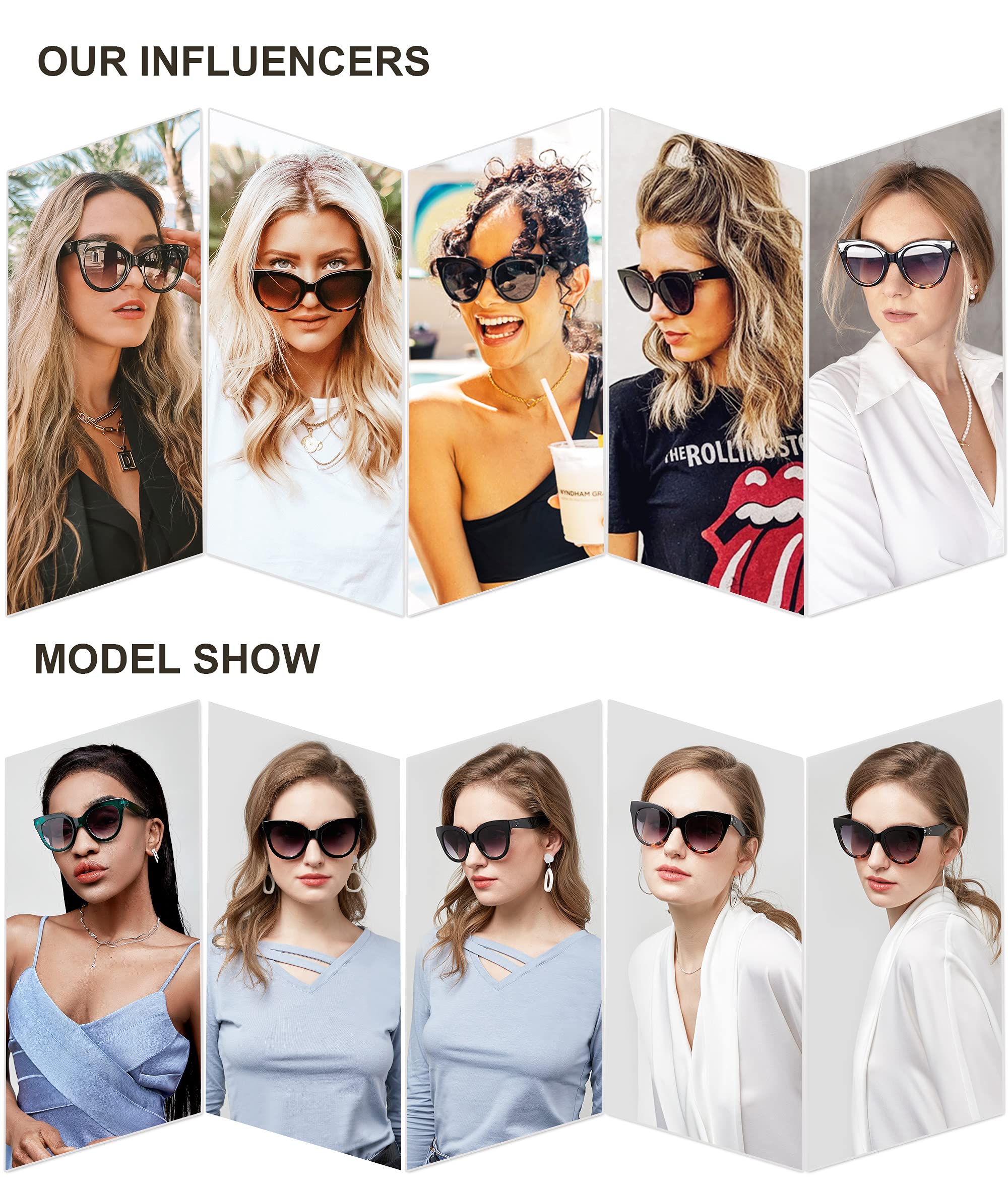 SOJOS Retro Oversized Cateye Sunglasses for Women Large Vintage Trendy Shades SJ2074 - Image 4