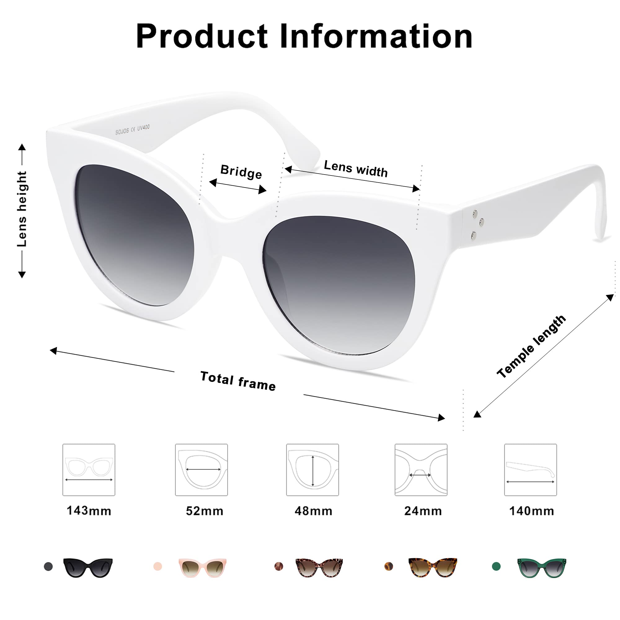 SOJOS Retro Oversized Cateye Sunglasses for Women Large Vintage Trendy Shades SJ2074 - Image 5