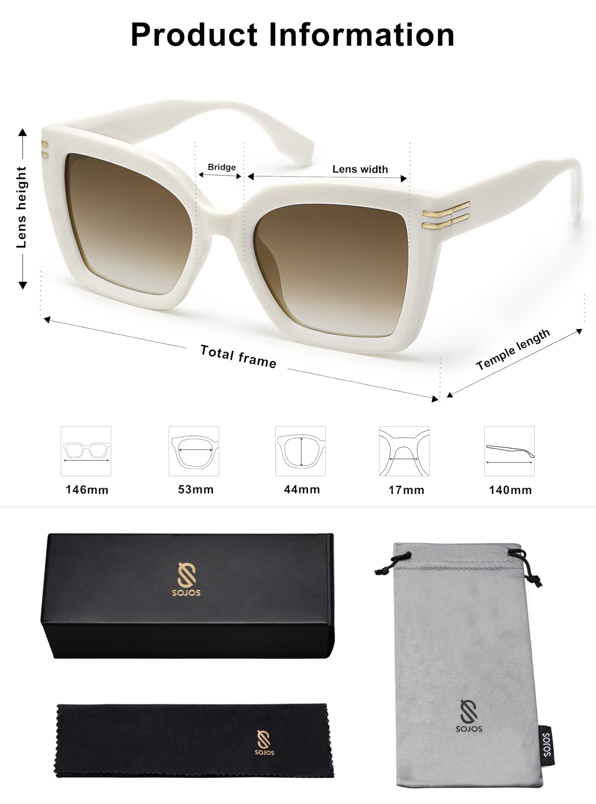 SOJOS Retro Oversized Polarized Cat Eye Sunglasses Womens Vintage Shades Trendy Stylish Sunnies SJ2291 - Image 5