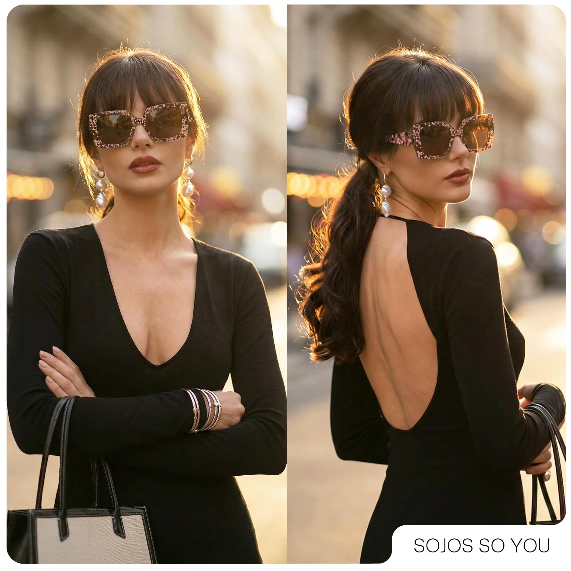 SOJOS Retro Oversized Square Acetate Sunglasses Women, Polarized Trendy Ladies Shades Sun Glasses, Big Crush - Image 3