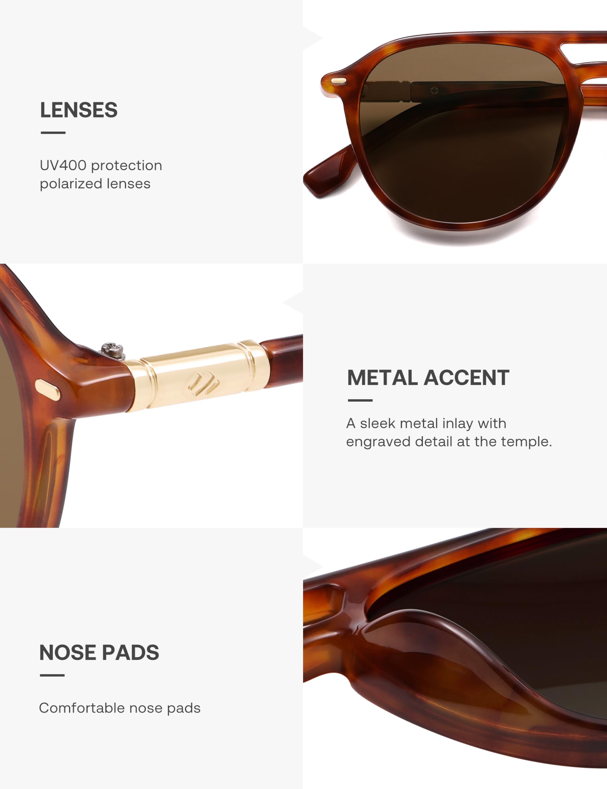 SOJOS Retro Polarized Aviator Sunglasses for Women Men,Trendy Square Shades UV400 Protection SJ2605 - Image 4