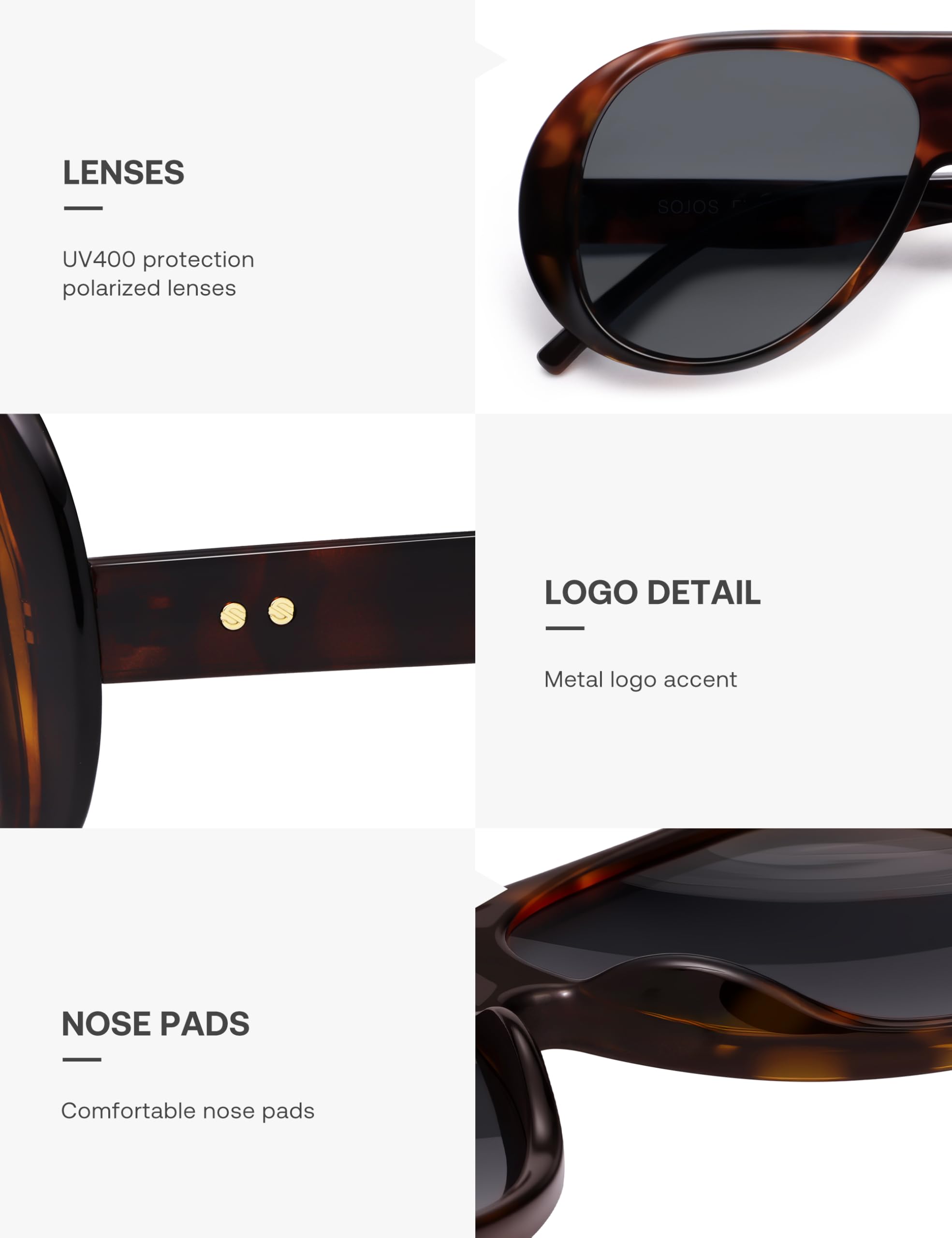 SOJOS Retro Polarized Oversized 90s Aviator Sunglasses Womens Men Trendy Vintage Square Shades SJ2661 - Image 5