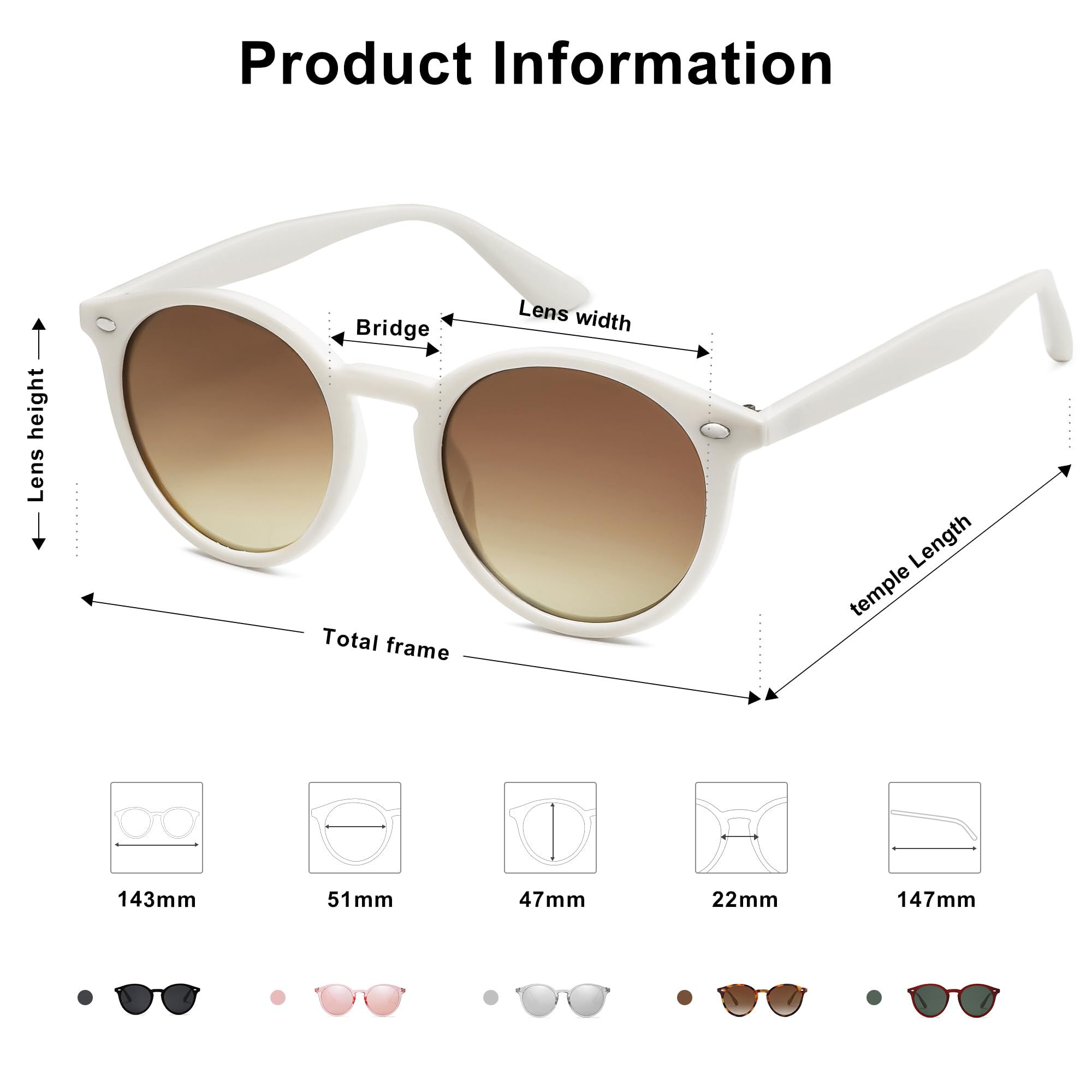 SOJOS Retro Round Polarized Sunglasses for Women Men Classic Vintage Sunnies SJ2069 - Image 4