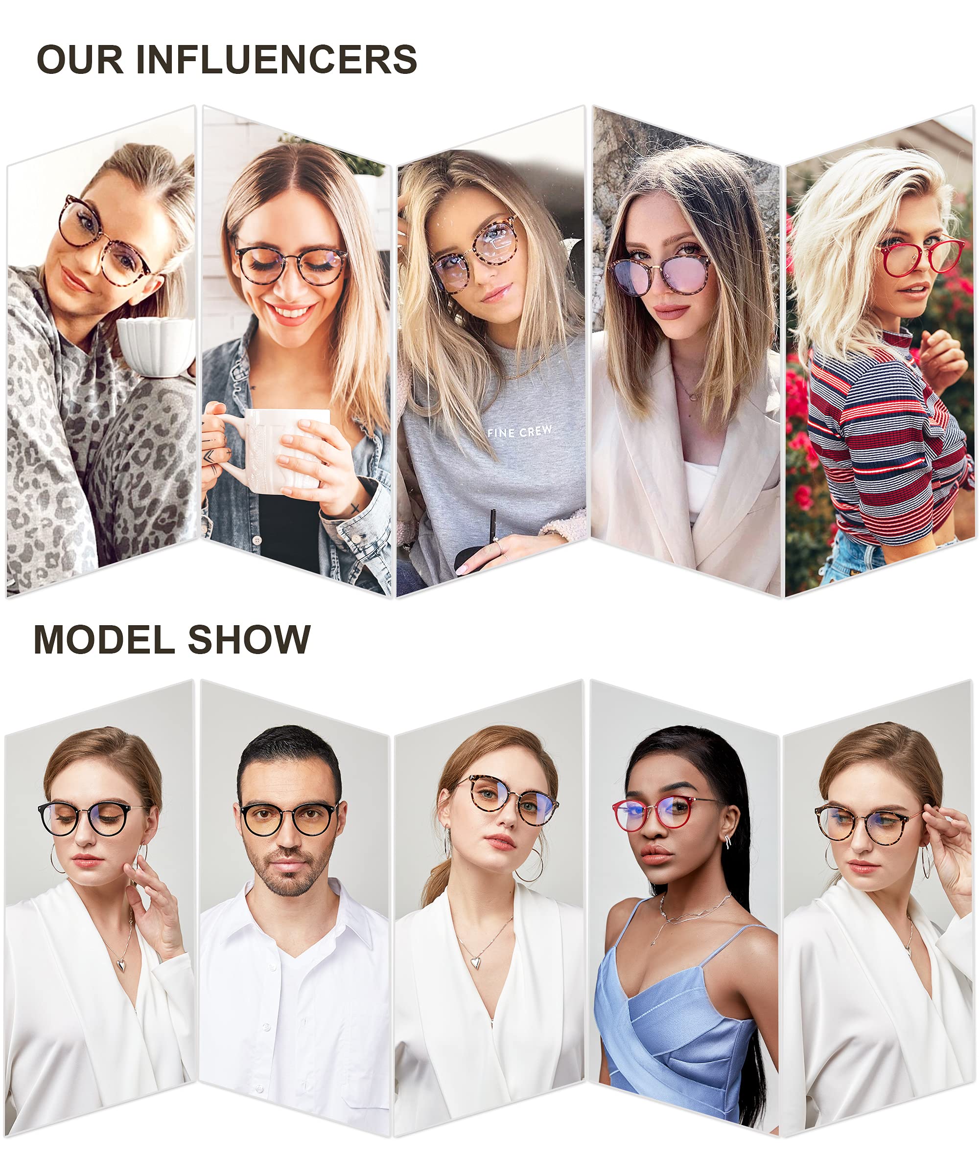 SOJOS Retro Round TR90 Blue Light Reading Glasses Womens Mens Readers Computer Glasses Eyewear Frame SJ9001 - Image 3