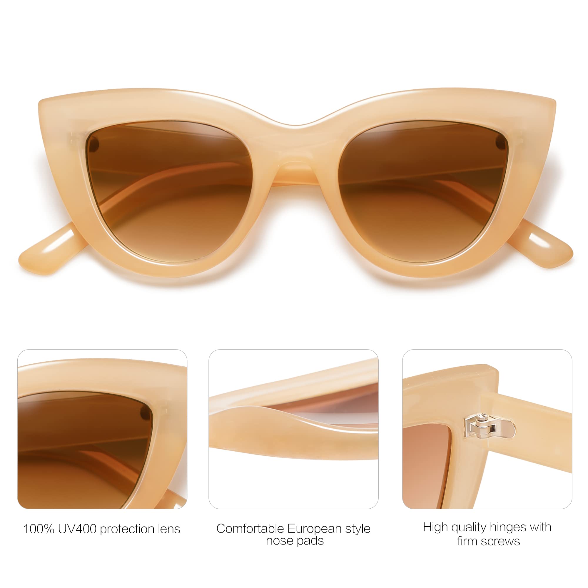 SOJOS Retro Small Vintage Cat Eye Sunglasses for Women Cute Fashion UV400 Sunnies SJ2939 - Image 4