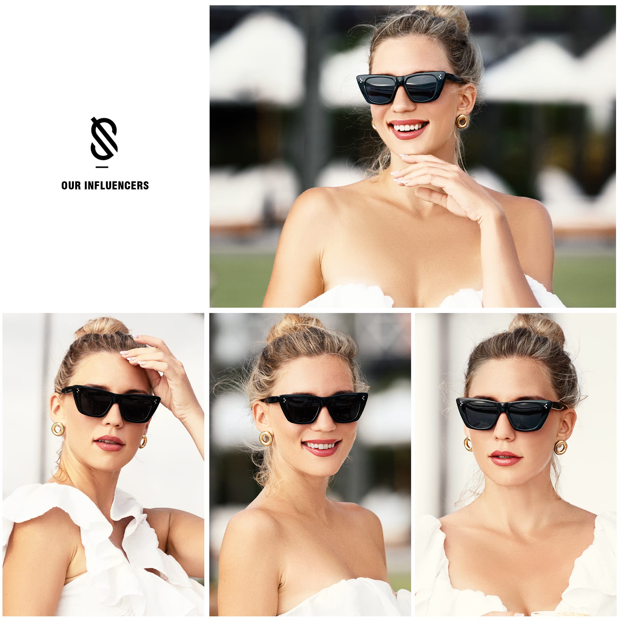 SOJOS Retro Trendy Cat Eye Polarized Sunglasses for Women Cute Stylish UV400 Sunnies SJ2199 - Image 3