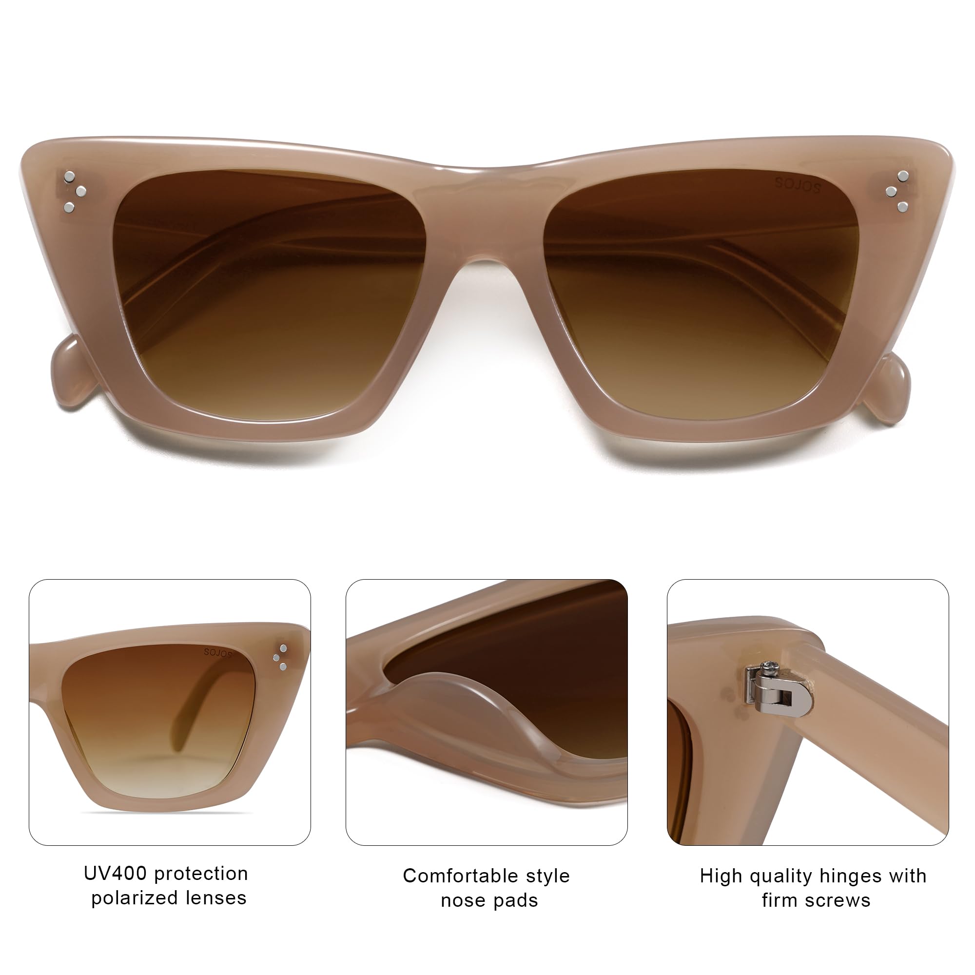 SOJOS Retro Trendy Cat Eye Polarized Sunglasses for Women Cute Stylish UV400 Sunnies SJ2199 - Image 4