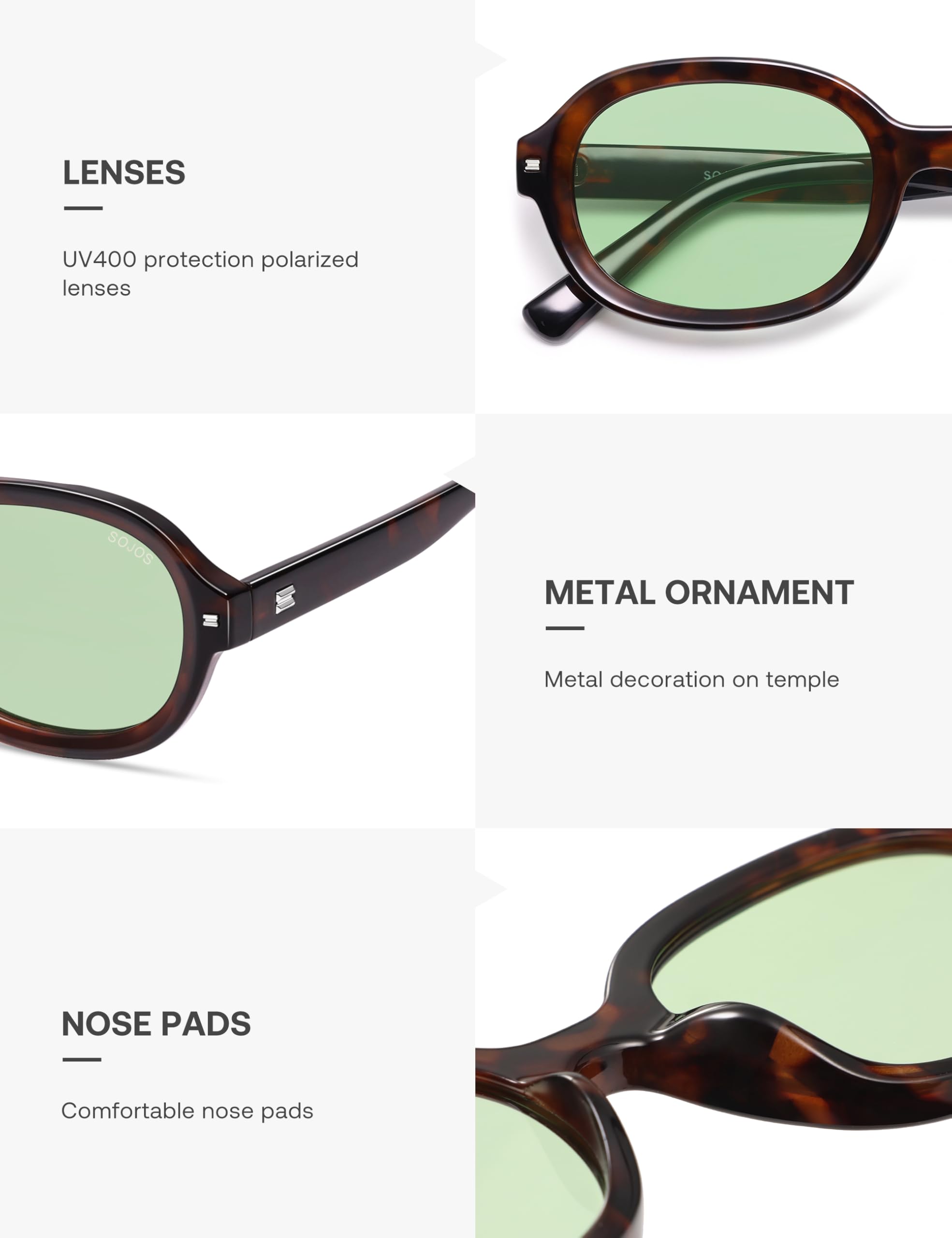 SOJOS Retro Trendy Oval Round Polarized Sunglasses Womens Mens, 80s 90s Vintage Sunnies SJ2603 - Image 5