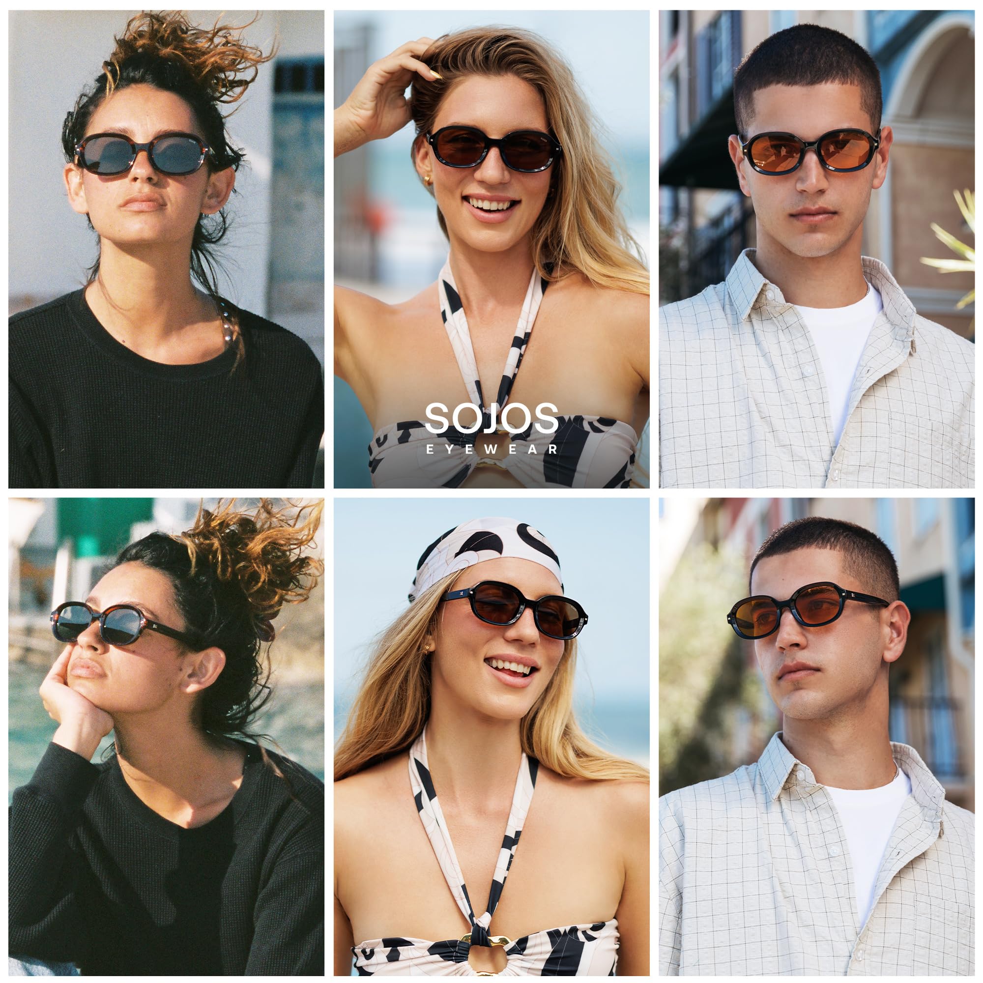 SOJOS Retro Trendy Oval Round Polarized Sunglasses Womens Mens, 80s 90s Vintage Sunnies SJ2603 - Image 3