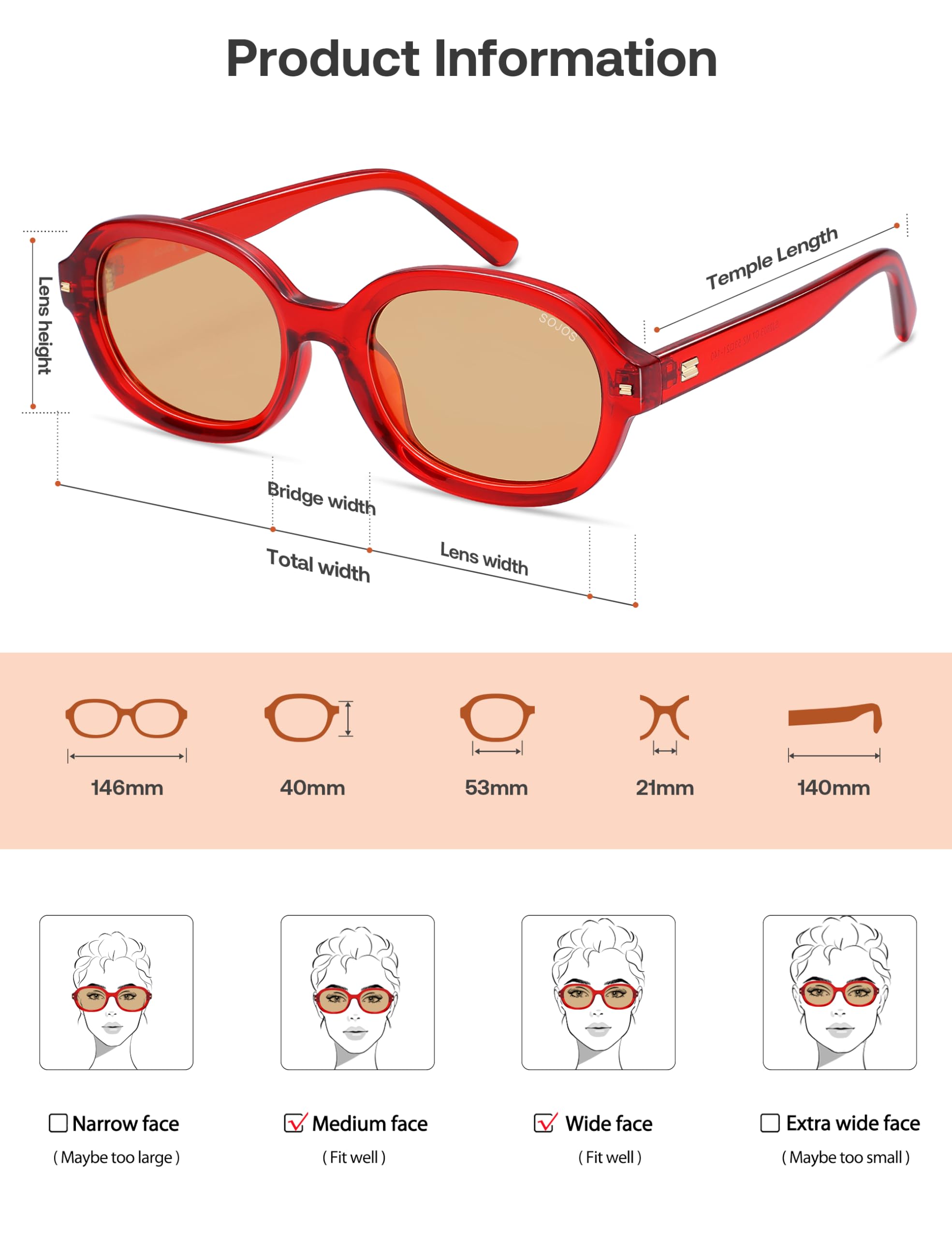 SOJOS Retro Trendy Oval Round Polarized Sunglasses Womens Mens, 80s 90s Vintage Sunnies SJ2603 - Image 4