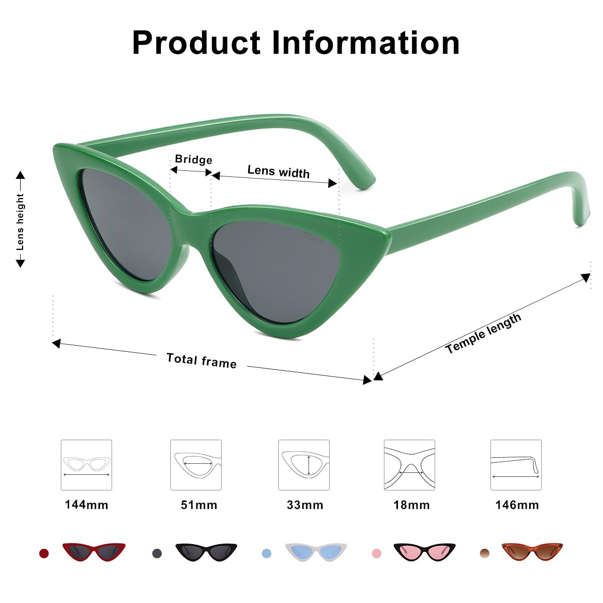 SOJOS Retro Vintage Narrow Cat Eye Sunglasses for Women Clout Goggles Plastic Frame SJ2044 - Image 3