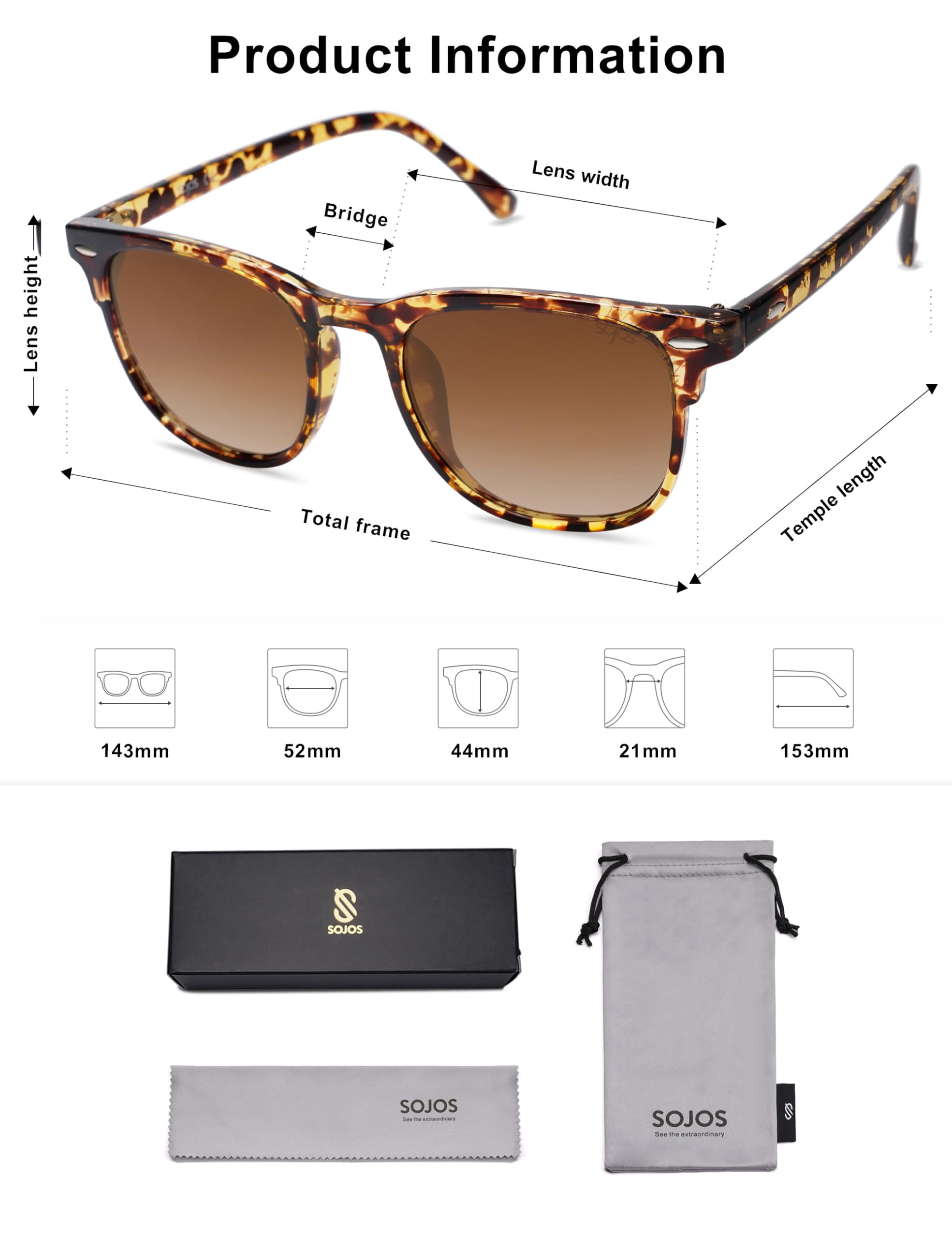 SOJOS Retro Vintage Square Polarized Sunglasses for Women Men UV Protection Lens TR90 Frame Sunglasses SJ2112 - Image 5